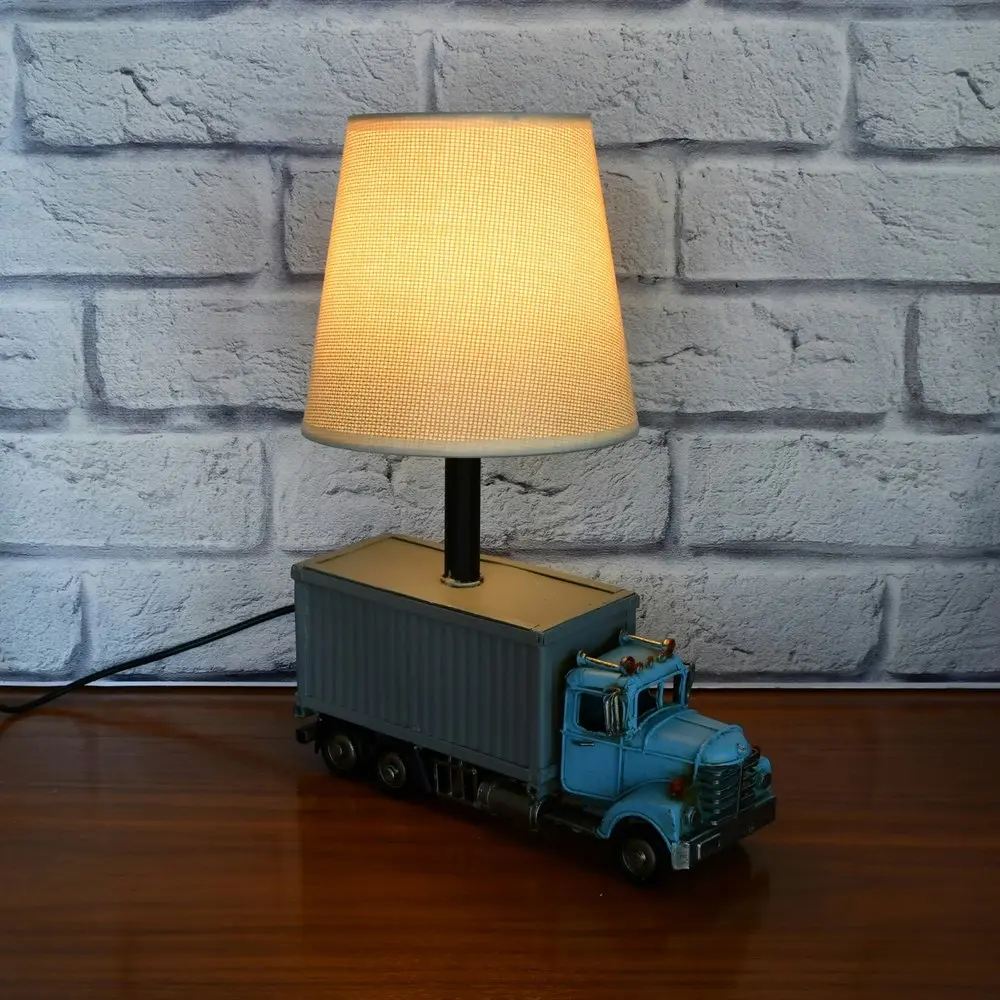 Auto Petit USB LED Desk/Table Lamp Container Truck Home Décor 21x27cm Blue