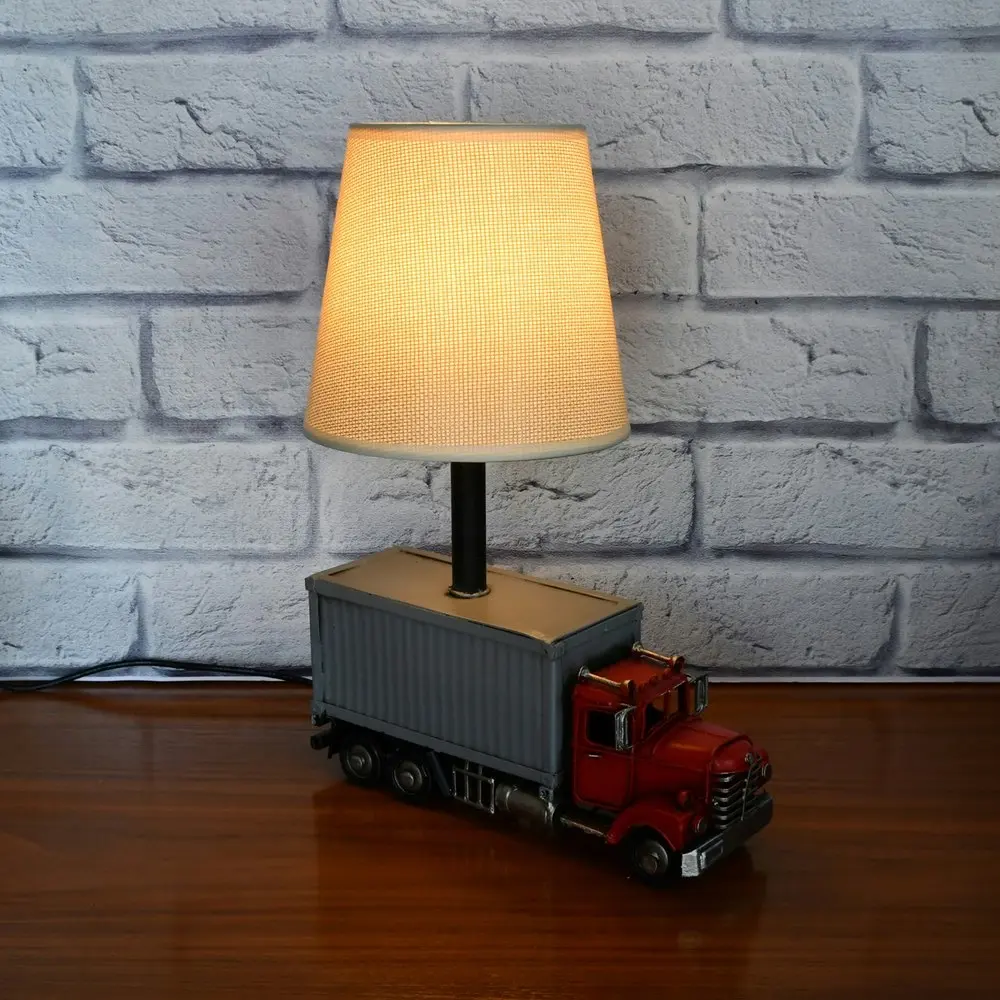 Auto Petit USB LED Desk/Table Lamp Container Truck Home Décor 21x27cm Red