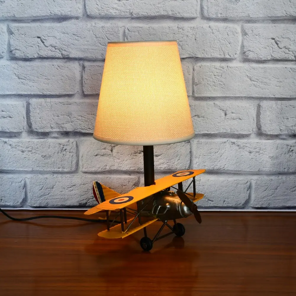 Auto Petit USB LED Desk Lamp Curtis Jenny Plane 20x27cm Retro Home Décor Yellow