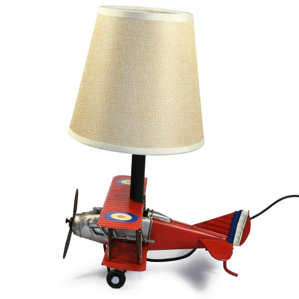 Auto Petit USB Desk/Table LED Lamp Baron Plane 20x27cm Retro Home Décor Red