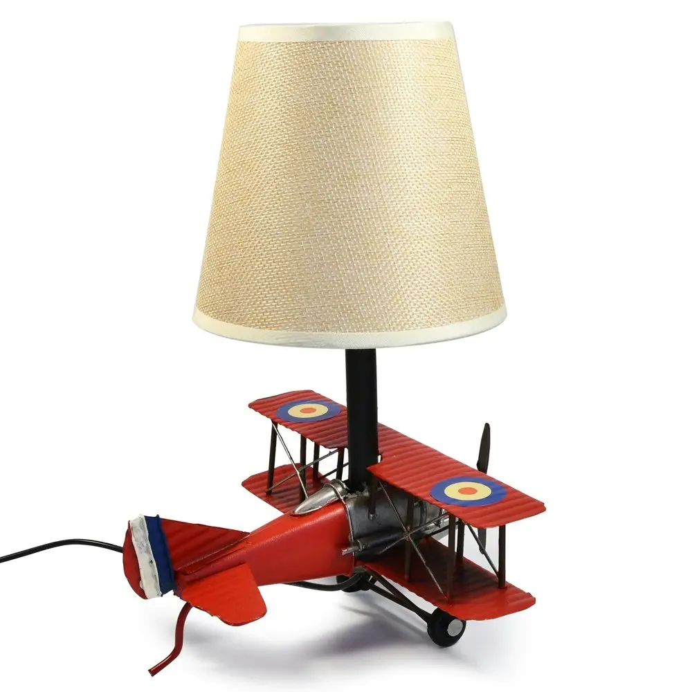 Auto Petit USB Desk/Table LED Lamp Baron Plane 20x27cm Retro Home Décor Red