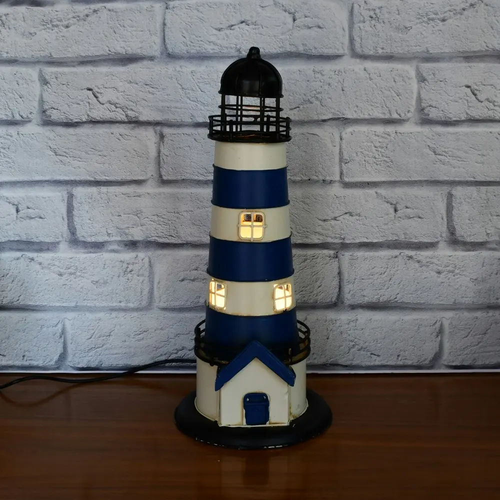 Auto Petit USB LED Desk/Table Lamp Lighthouse Retro Home Décor 13x32cm Blue