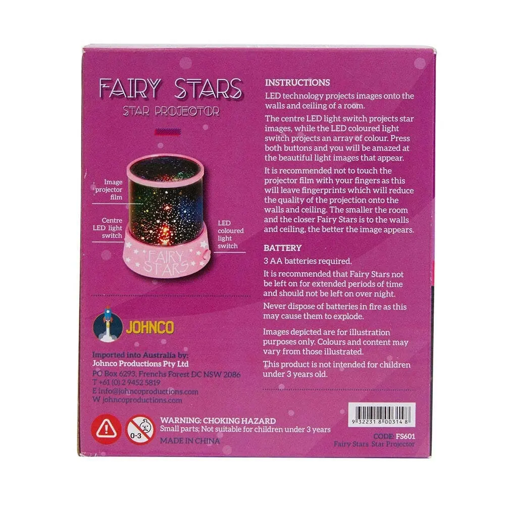 Johnco Fairy Stars Projector Kids/Children Room LED Colour Lighting Decor 3y+