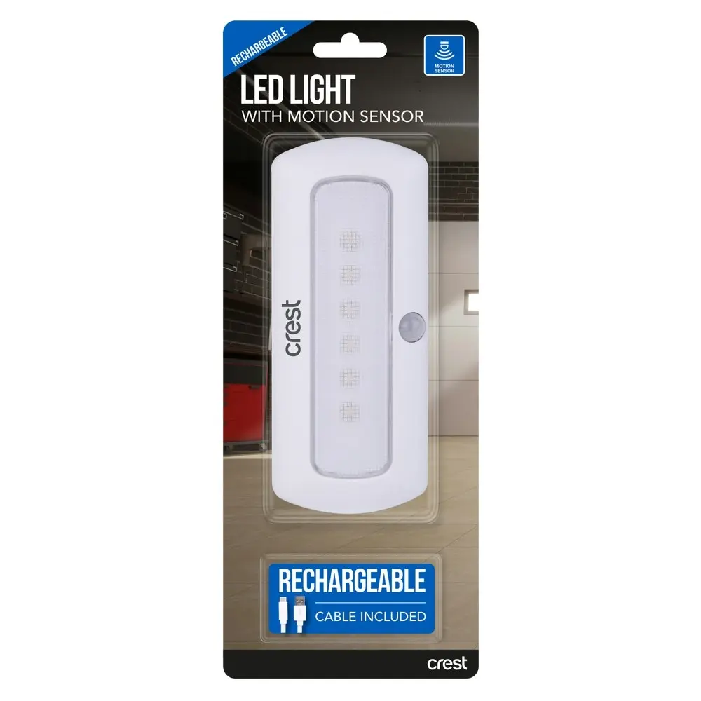 Crest Rechargeable 100 Lumens LED Light Compact w/ Motion Sensor Lamp White