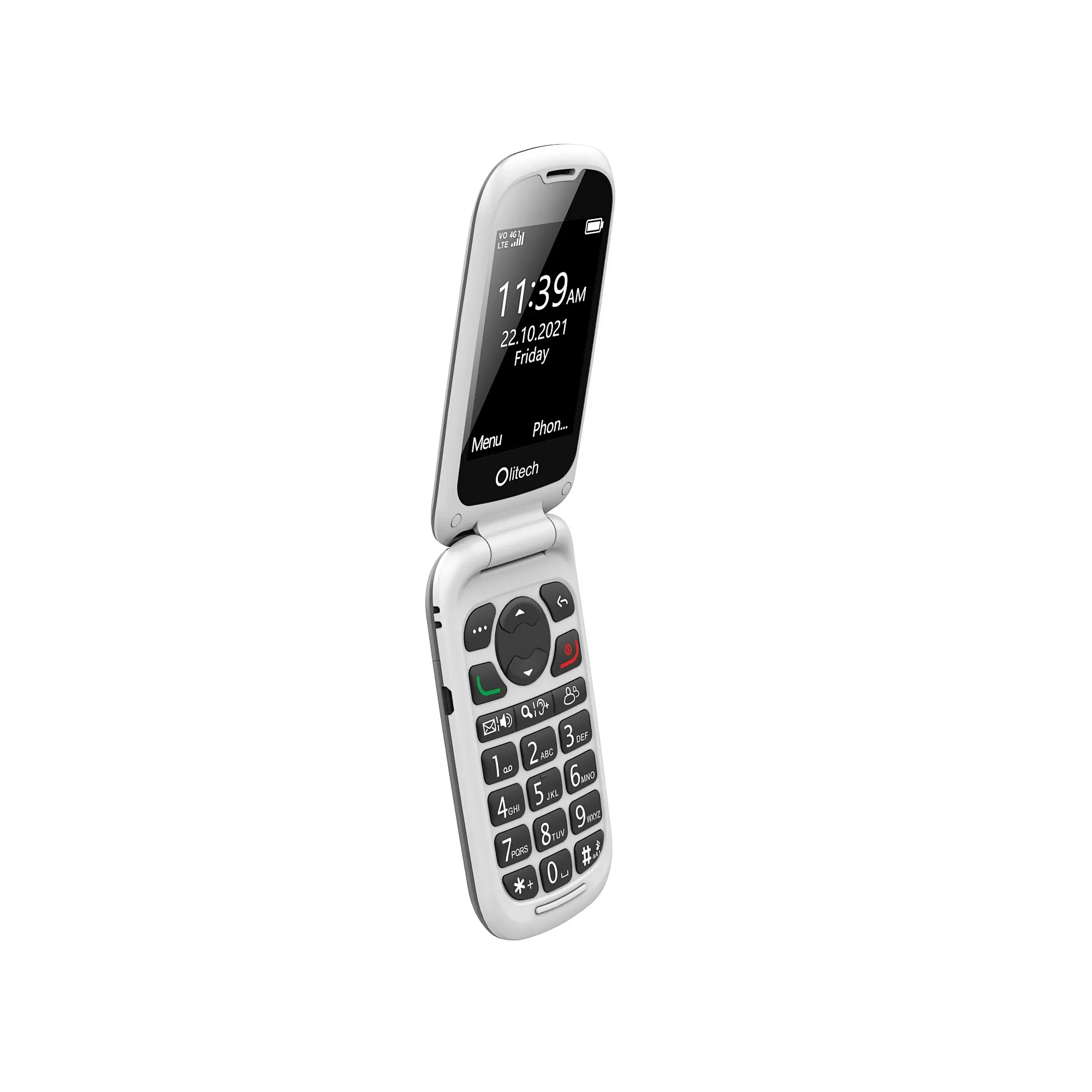 Olitech Easy Flip2 4G Seniors Phone Big Buttons GPS Location - Black/White