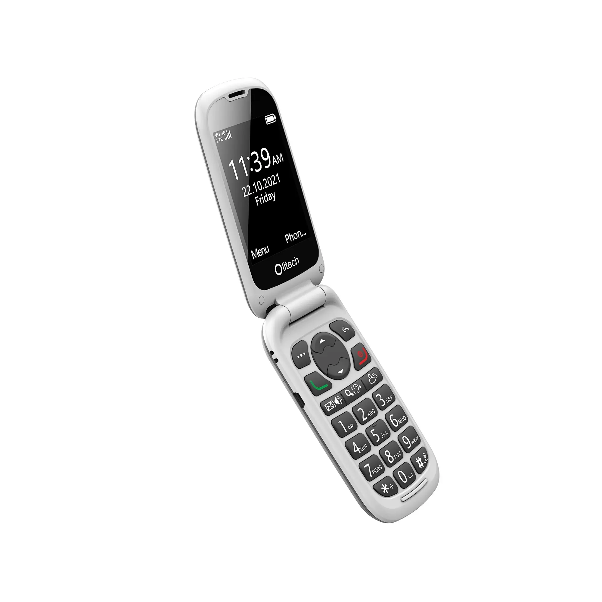 Olitech Easy Flip2 4G Seniors Phone Big Buttons GPS Location - Black/White