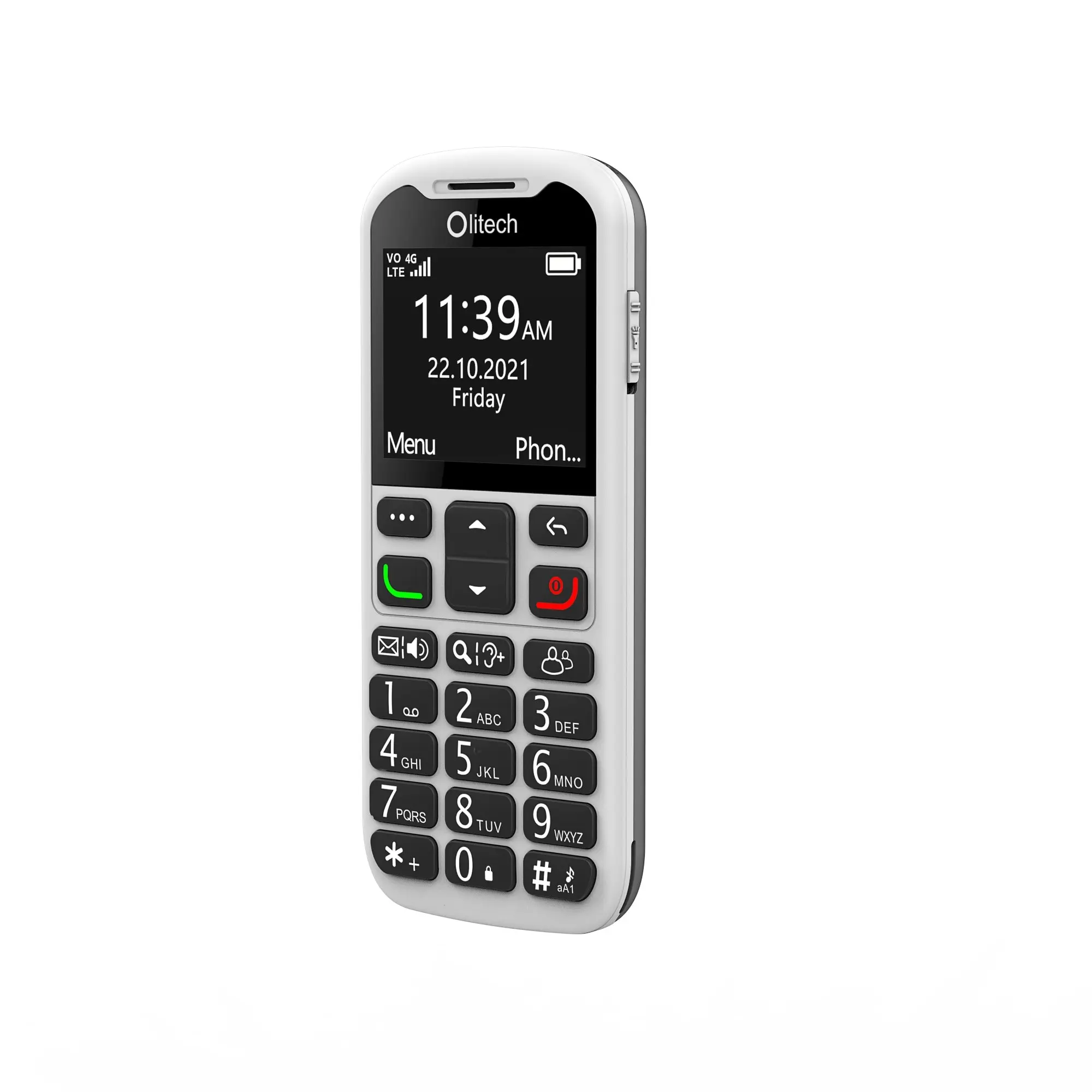 Olitech EasyMate2 Seniors 4G Phone Big Buttons GPS Location - Black/White