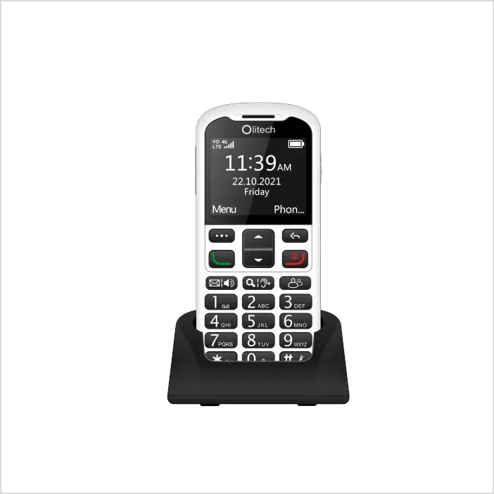 Olitech EasyMate2 Seniors 4G Phone Big Buttons GPS Location - Black/White