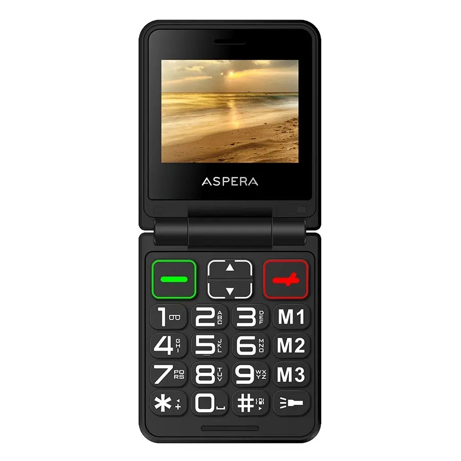 Aspera F50 Seniors 4G BIG button FLIP mobile phone with CRADLE 2024 MODEL - Red