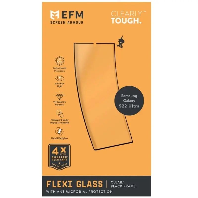 EFM FlexiGlass Screen Armour for Samsung Galaxy S22 Ultra (6.8) - Clear