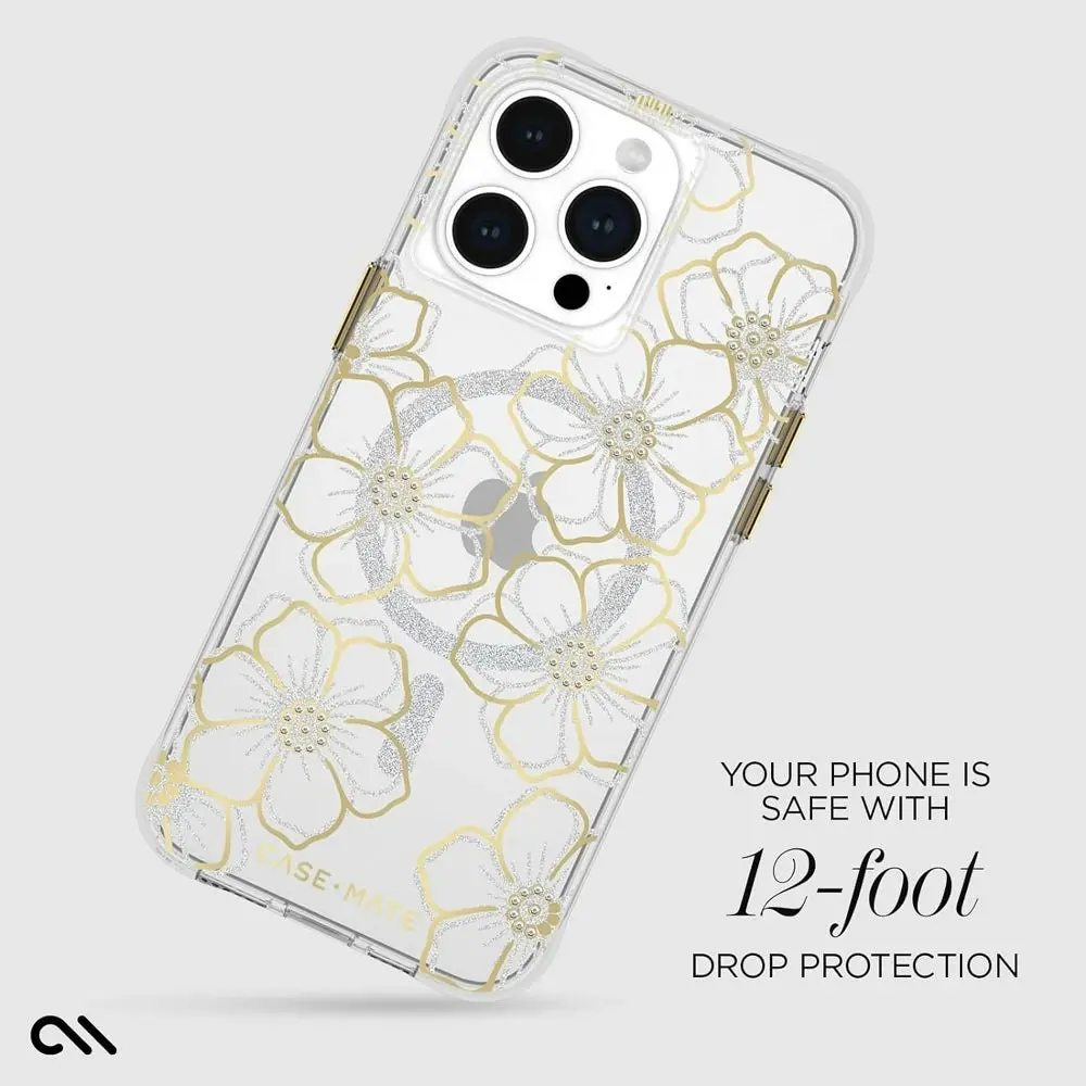 Case-Mate Floral Gems MagSafe Case For iPhone 15 Pro Max - Gold