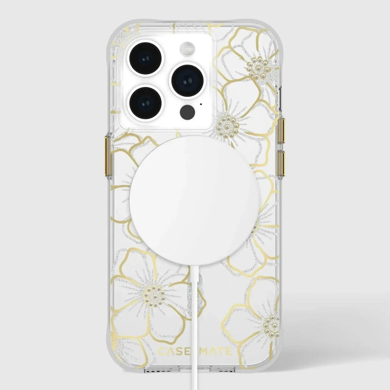 Case-Mate Floral Gems MagSafe Case For iPhone 15 Pro - Gold