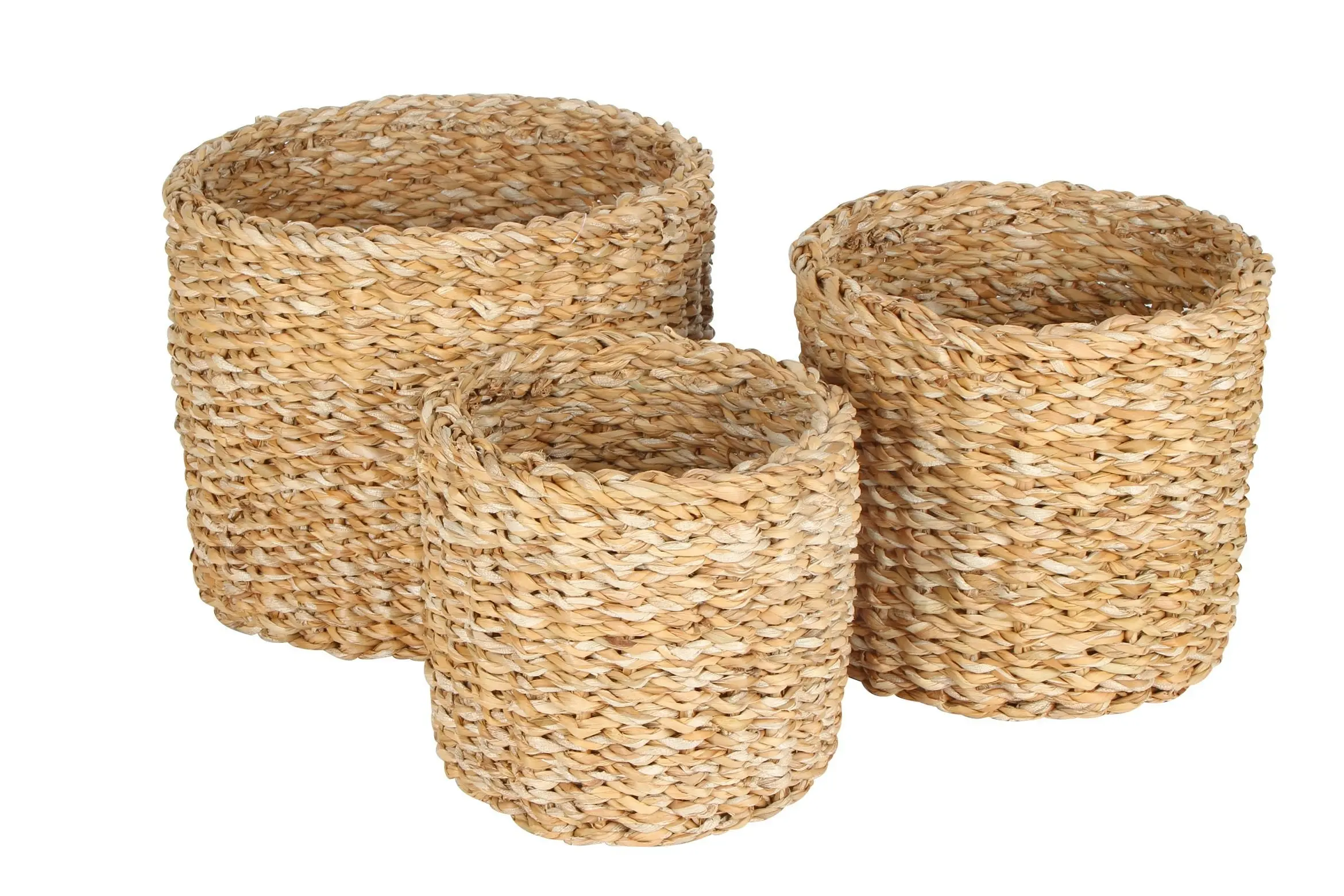 Sunshine Set Of 3 Seagrass Round Cylinder