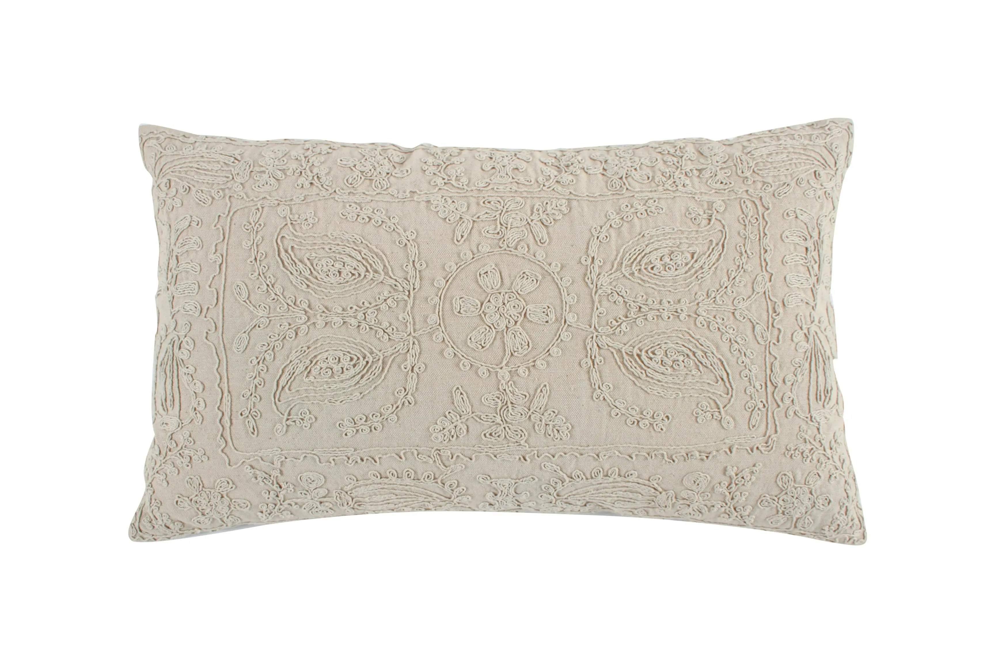 Heide Embroided Cushion Beige