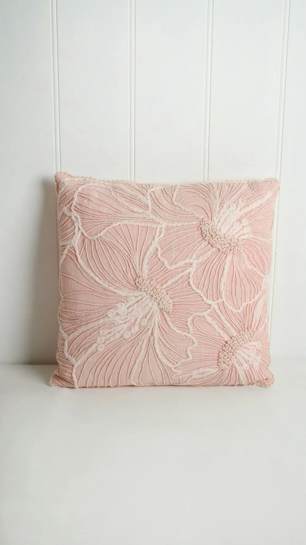 Pink Floral Embroidered Cushion46X46cm