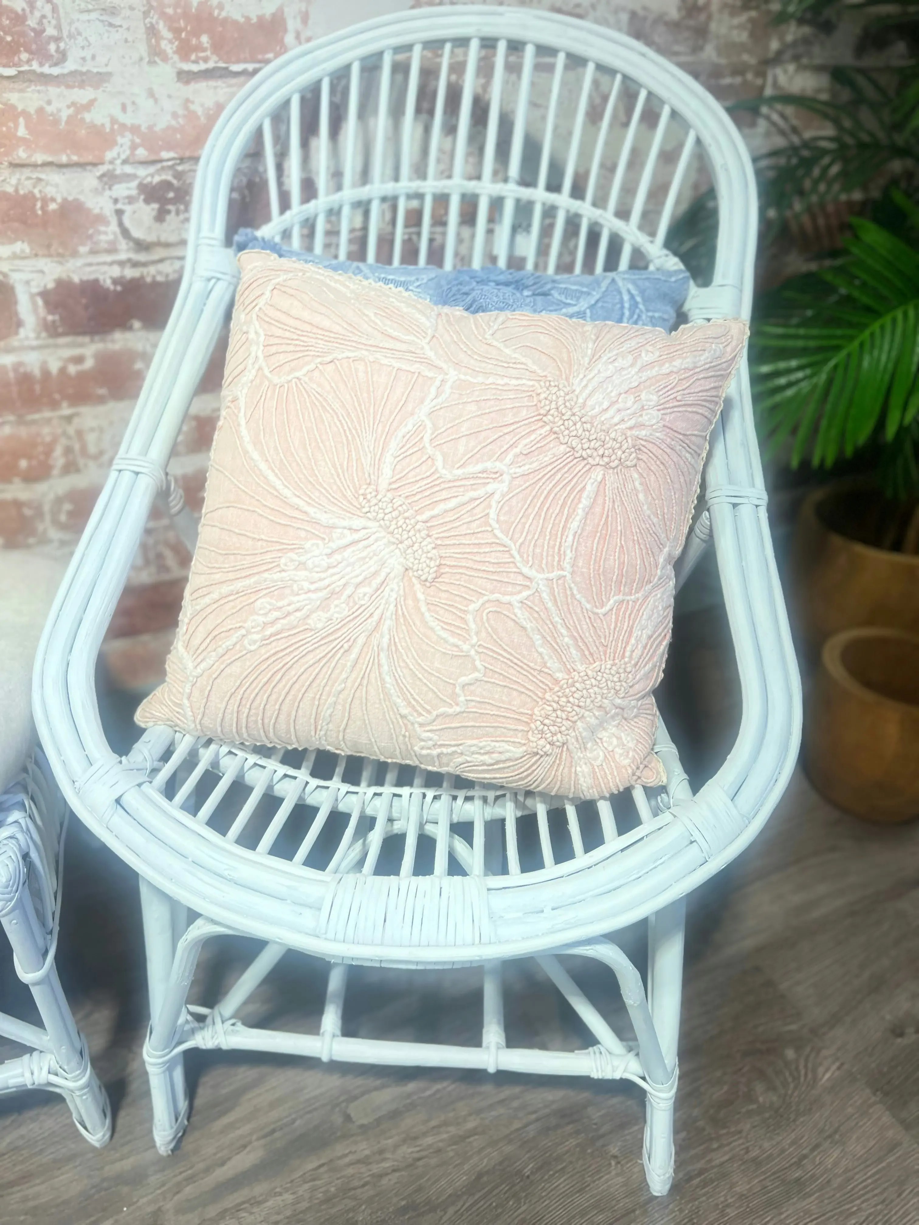 Pink Floral Embroidered Cushion46X46cm