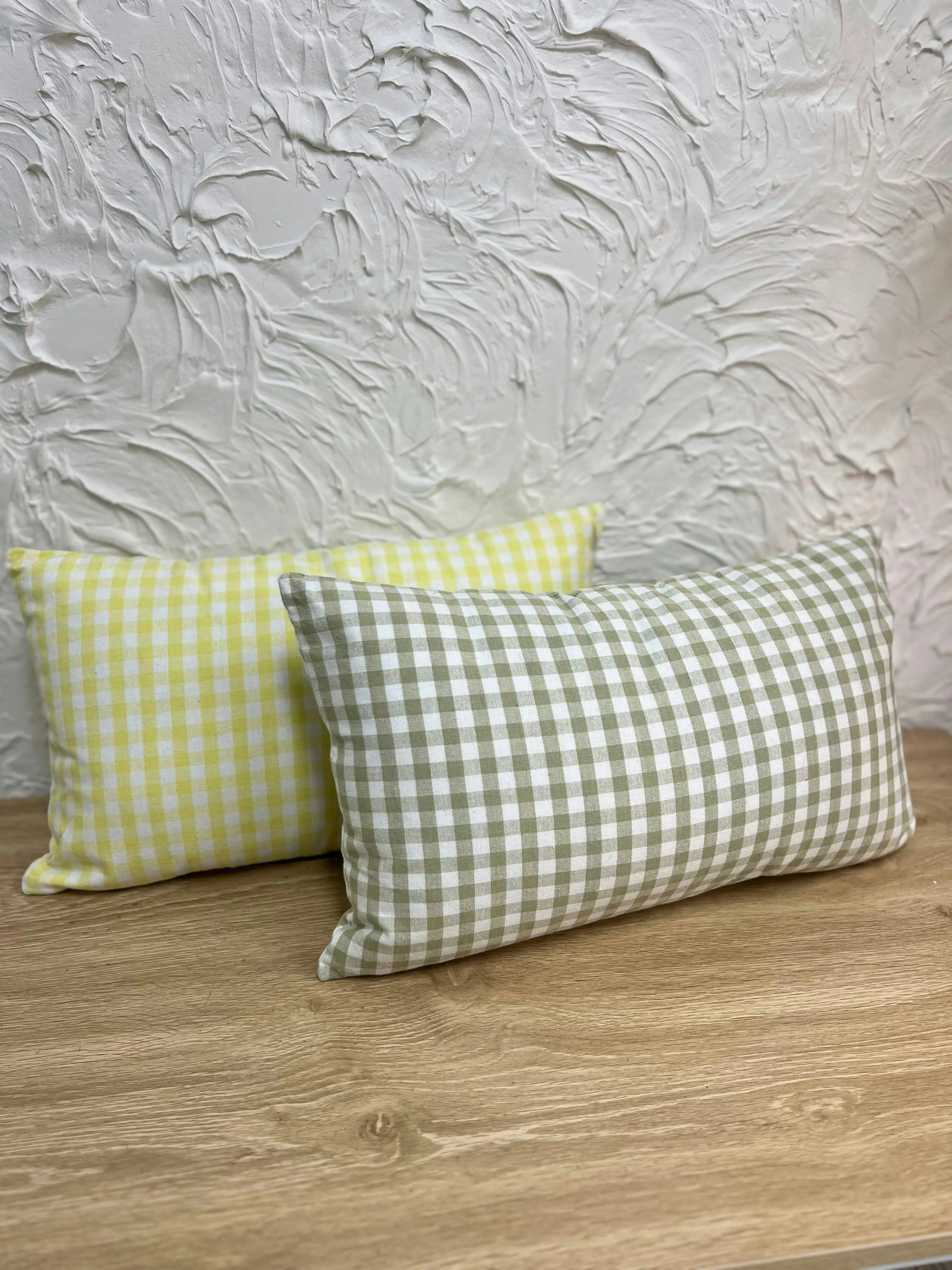 Sage Cotton Gingham Cushion 50 x 30cm