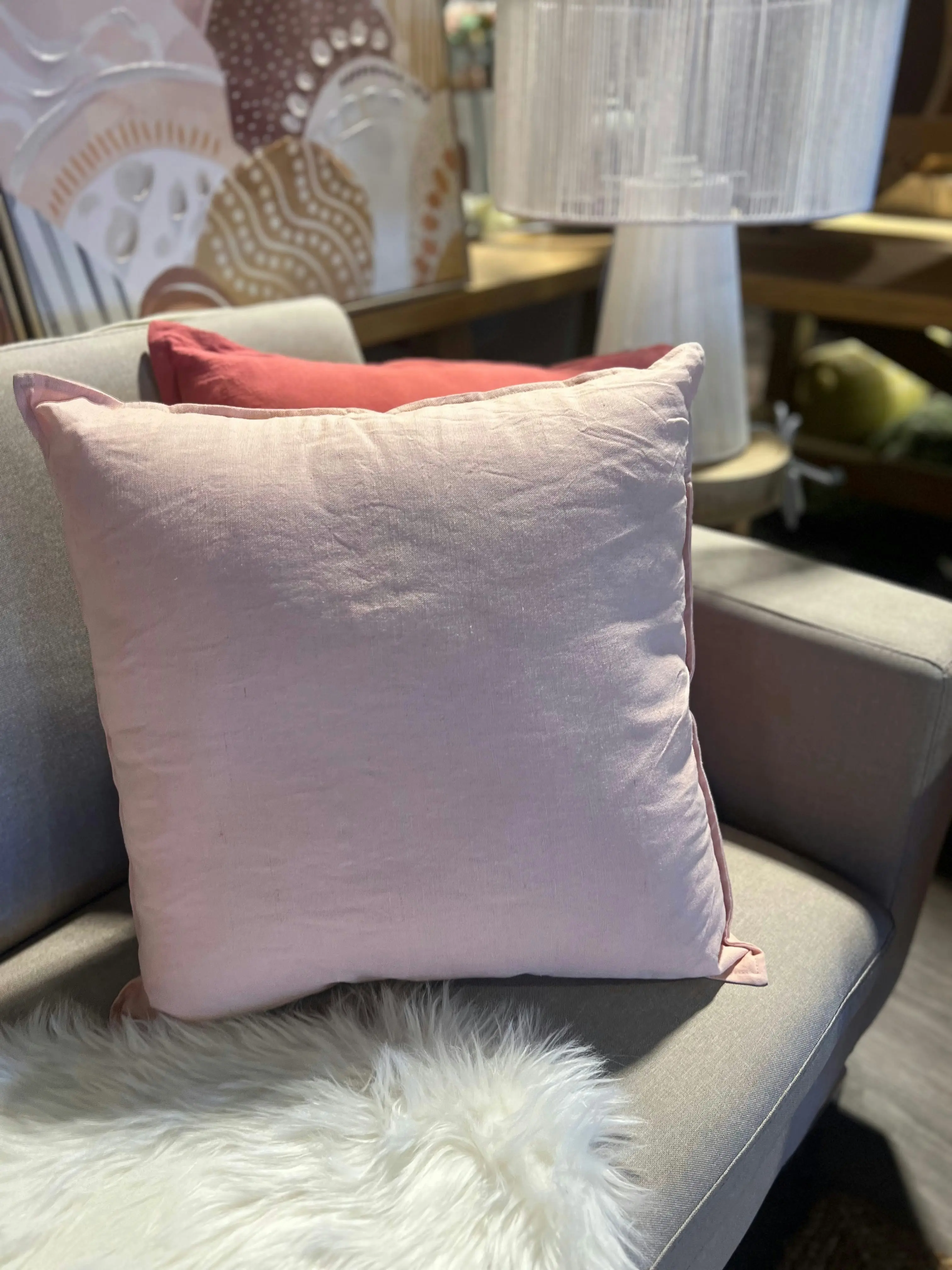 Octavi Cotton Linen Cushion Dusty Pink 50 x 50cm