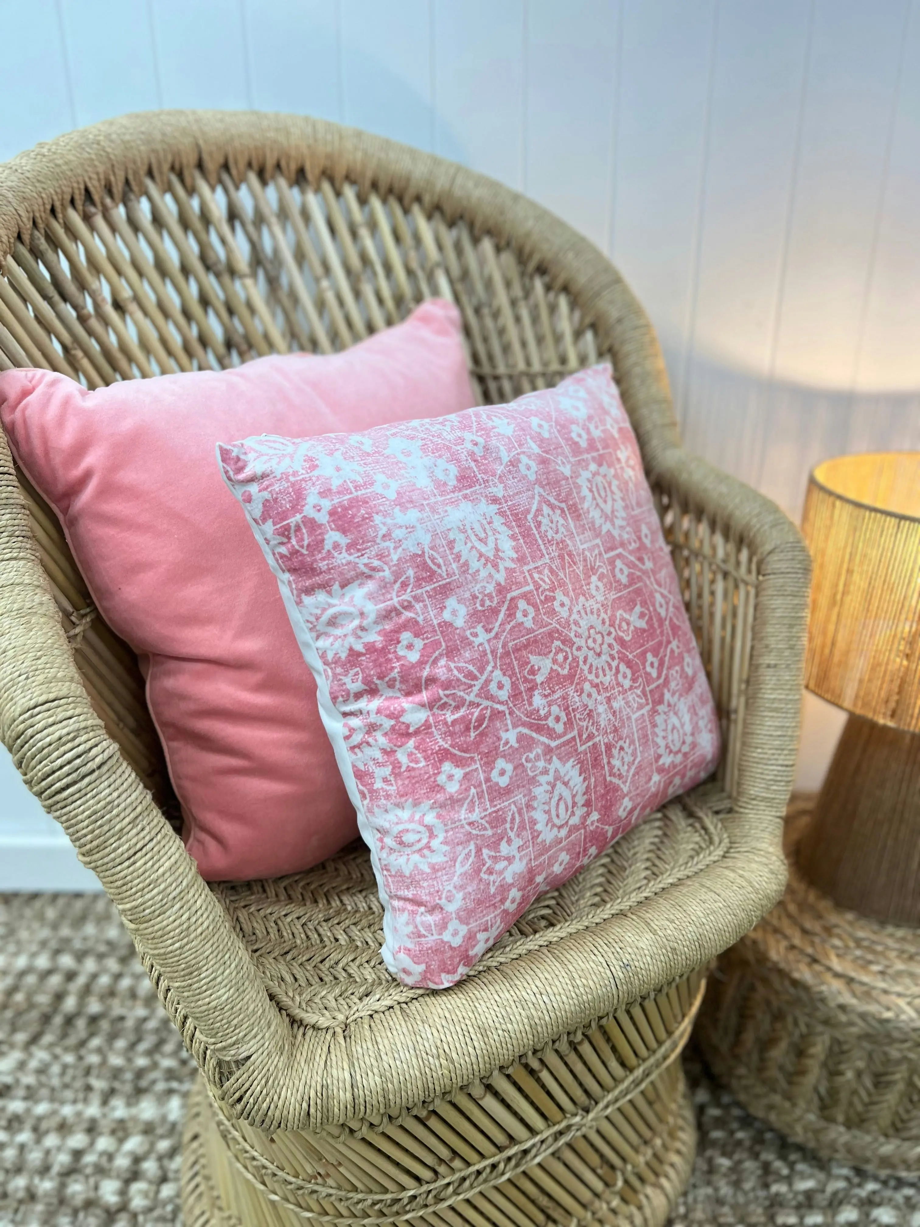 Pink Velvet Print Cushion 45 x 45cm