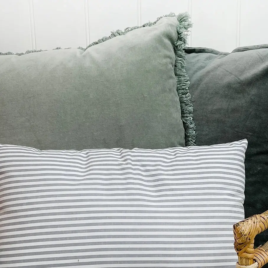 Grey Cotton Stripe Cushion 45 x 30cm