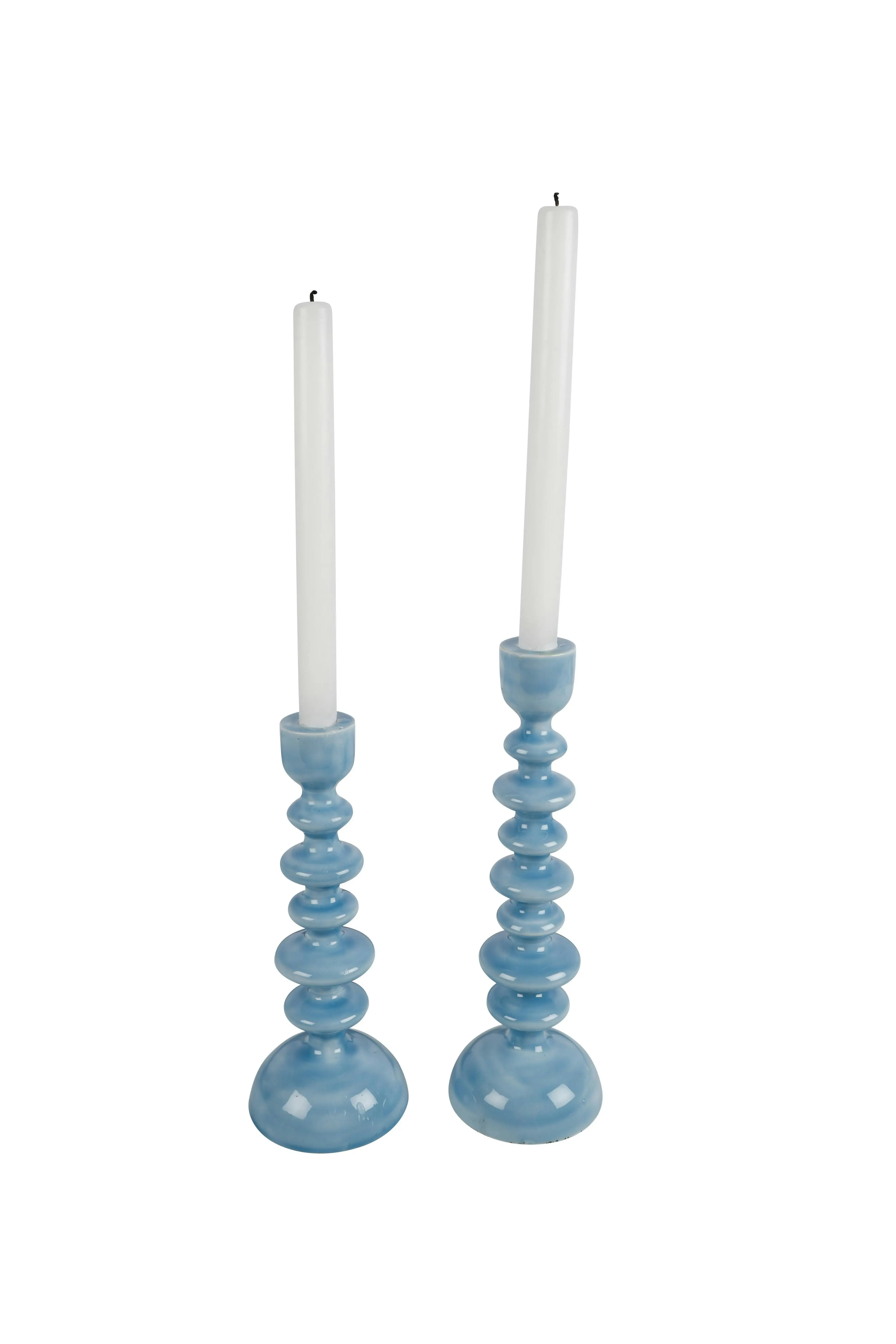 Sky Blue Tapered Candle Holder 25cm