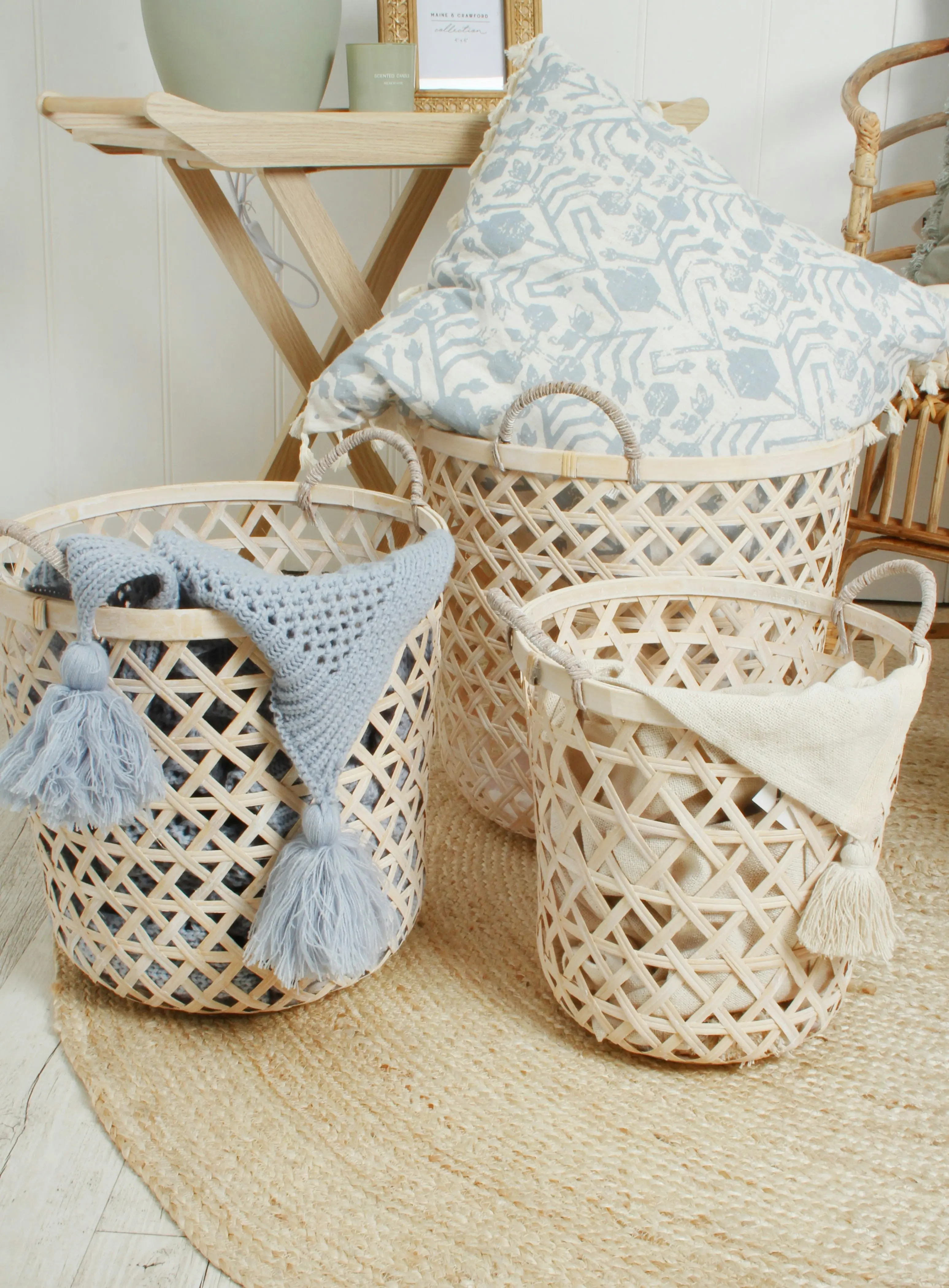 Hendrix Set Of 3 Baskets White Wash