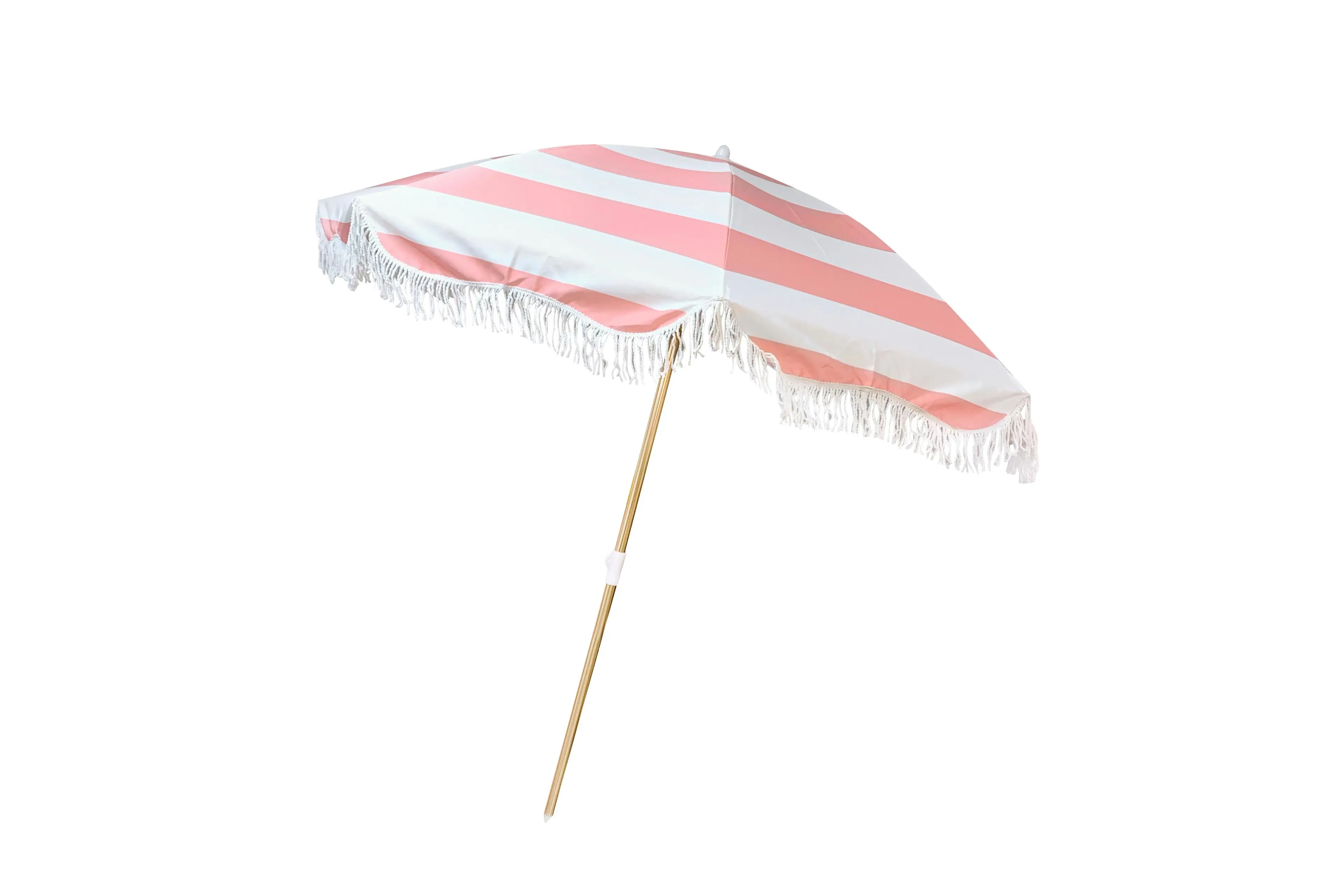 Luxe Canvas Beach Umbrella 2M - Hamptons Blush & White Stripe