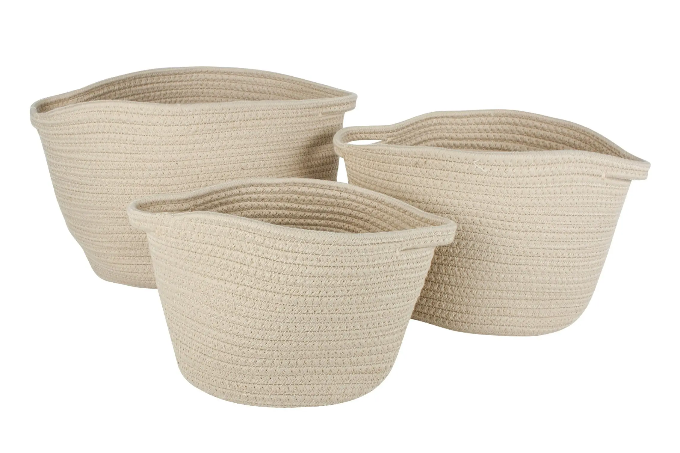 Set Of 3 Cotton Basket 3 Asst Colours