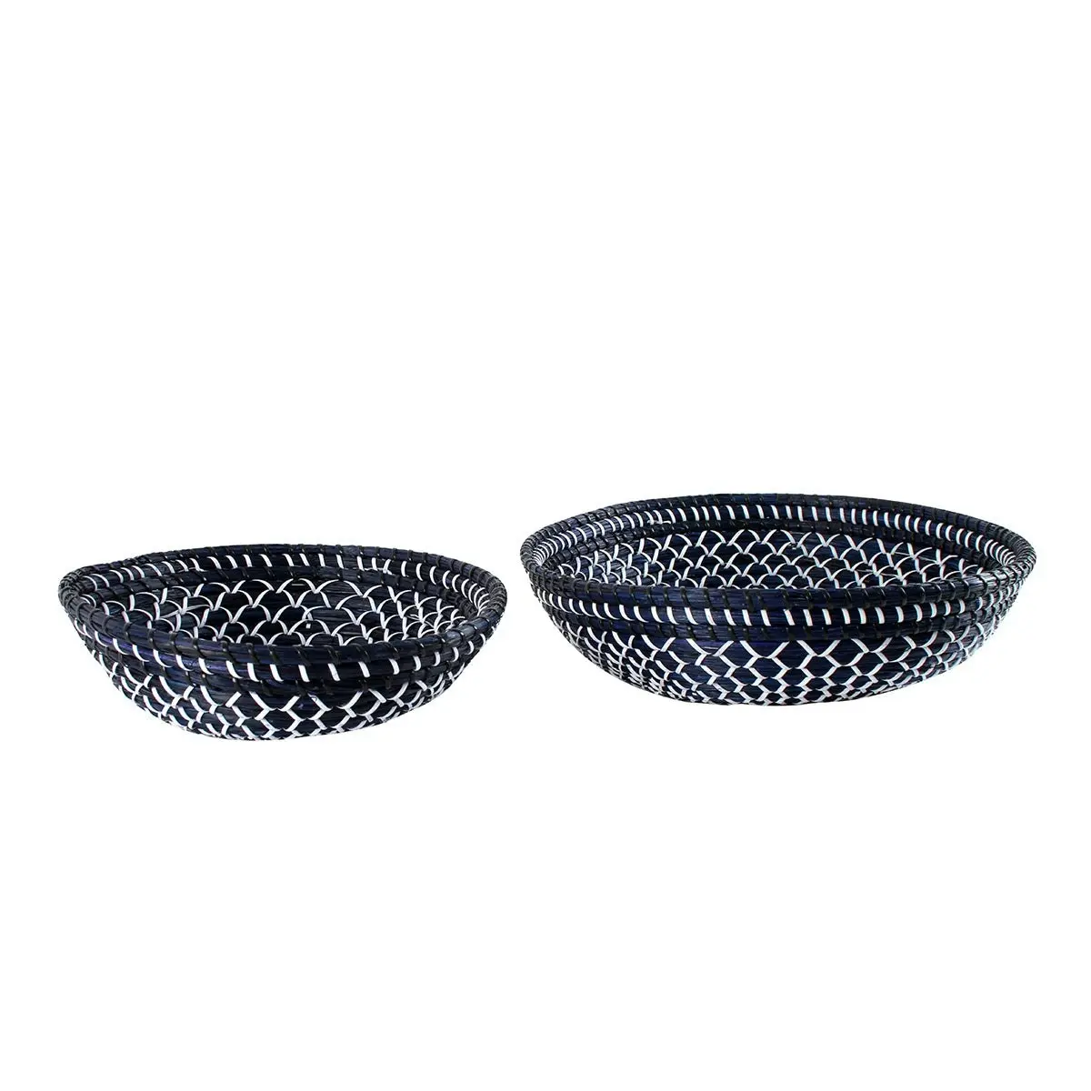 Coastal Seagrass Basket Set Of 2 40cm And 29cm Round Hand Woven