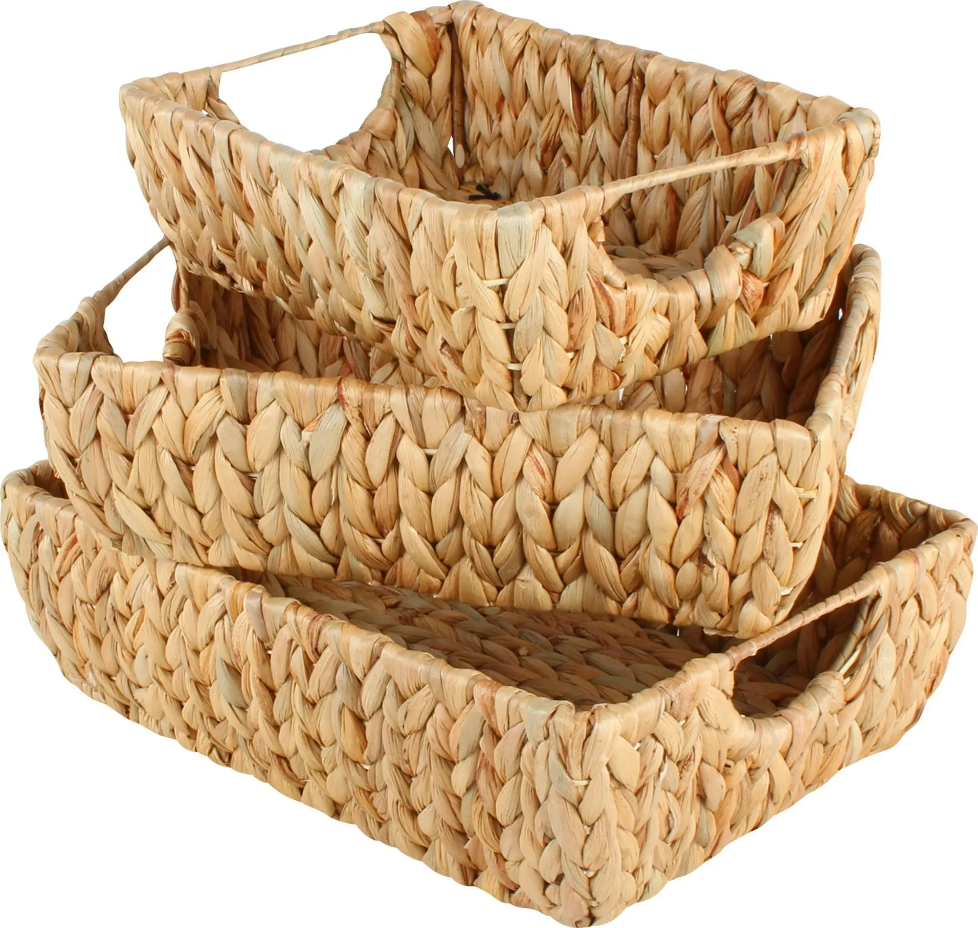 Walu Set Of 3 Water Hyacinth Basket Metal