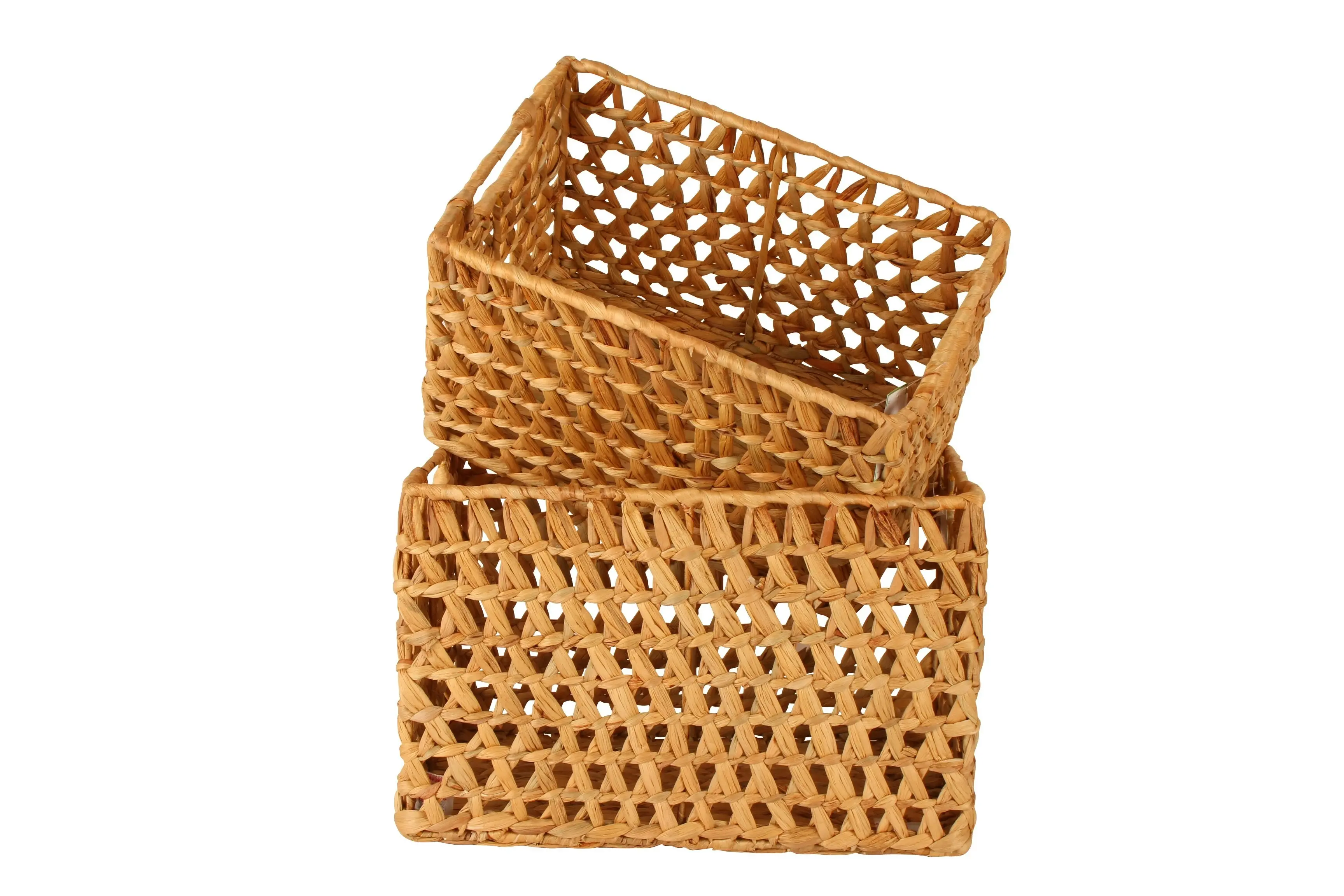 Poe Set Of 2 Water Hyacinth Baskets Rectngle