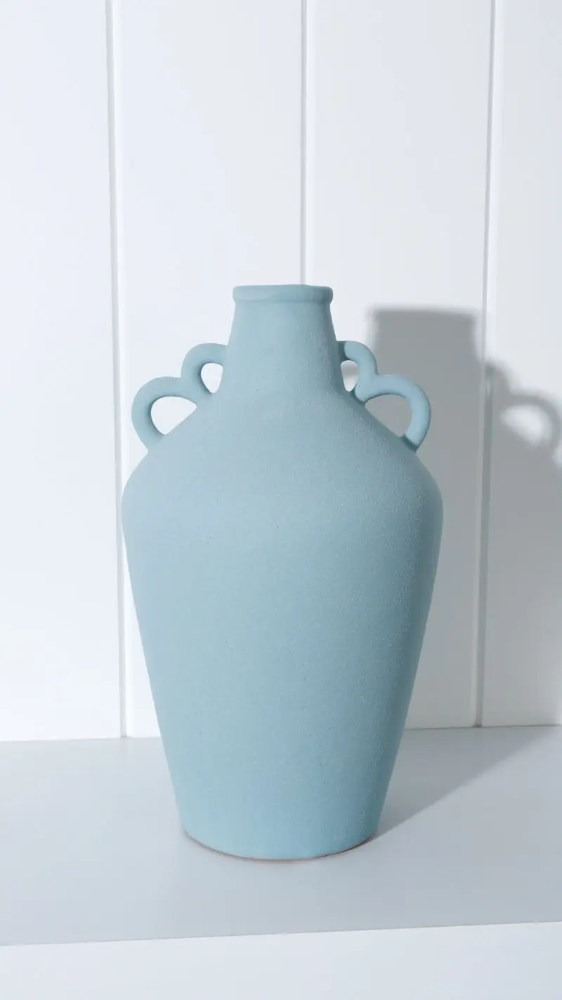 Ollie Stoneware Vase Blue 24 x 14 x 14cm