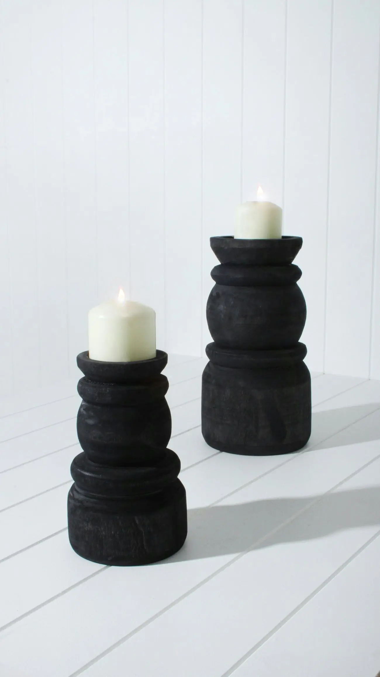 Kadek Candle Holder Black Wood 30 x 13cm