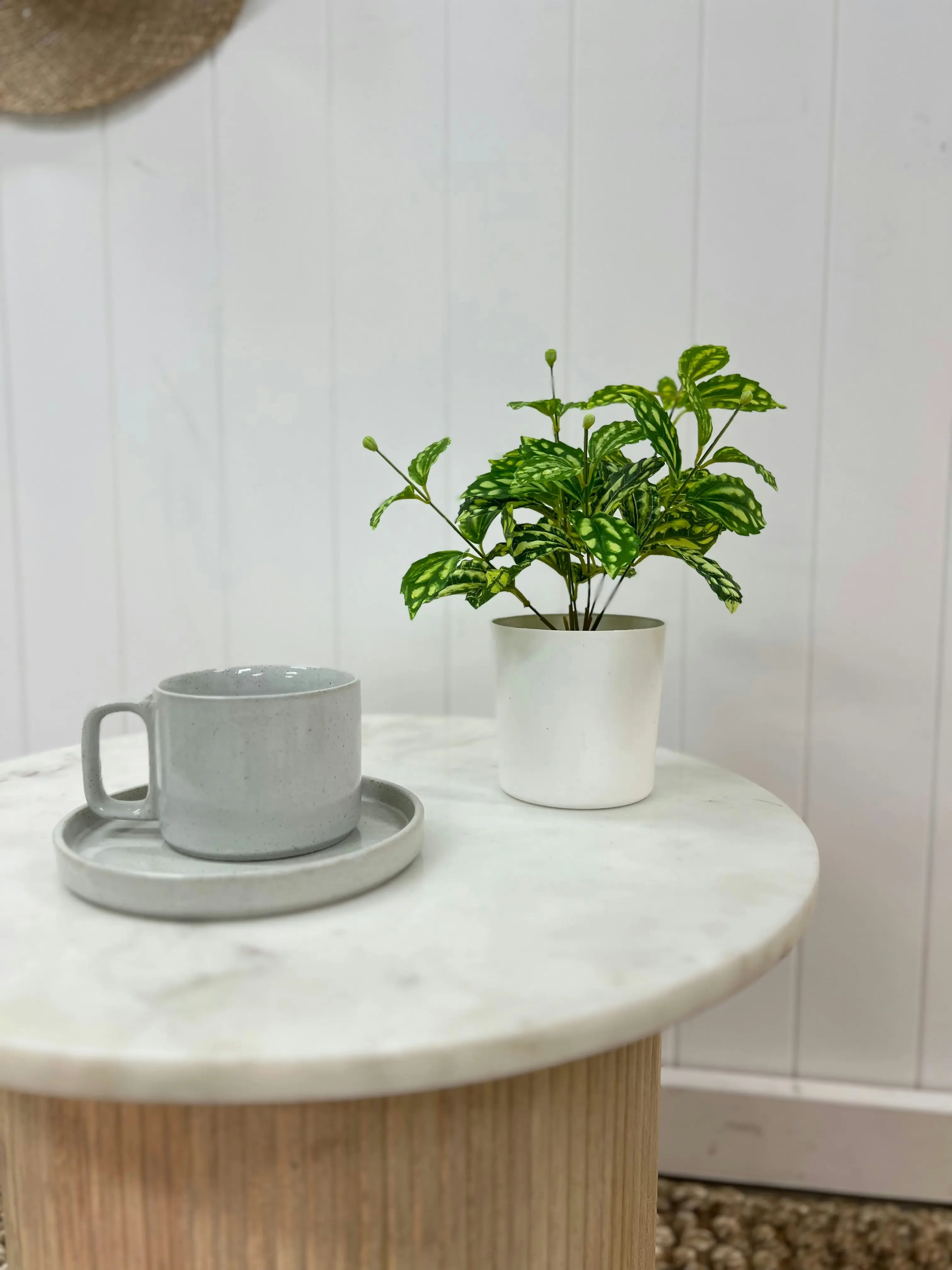 Faux Aluminium Plant in White Pot 30cm