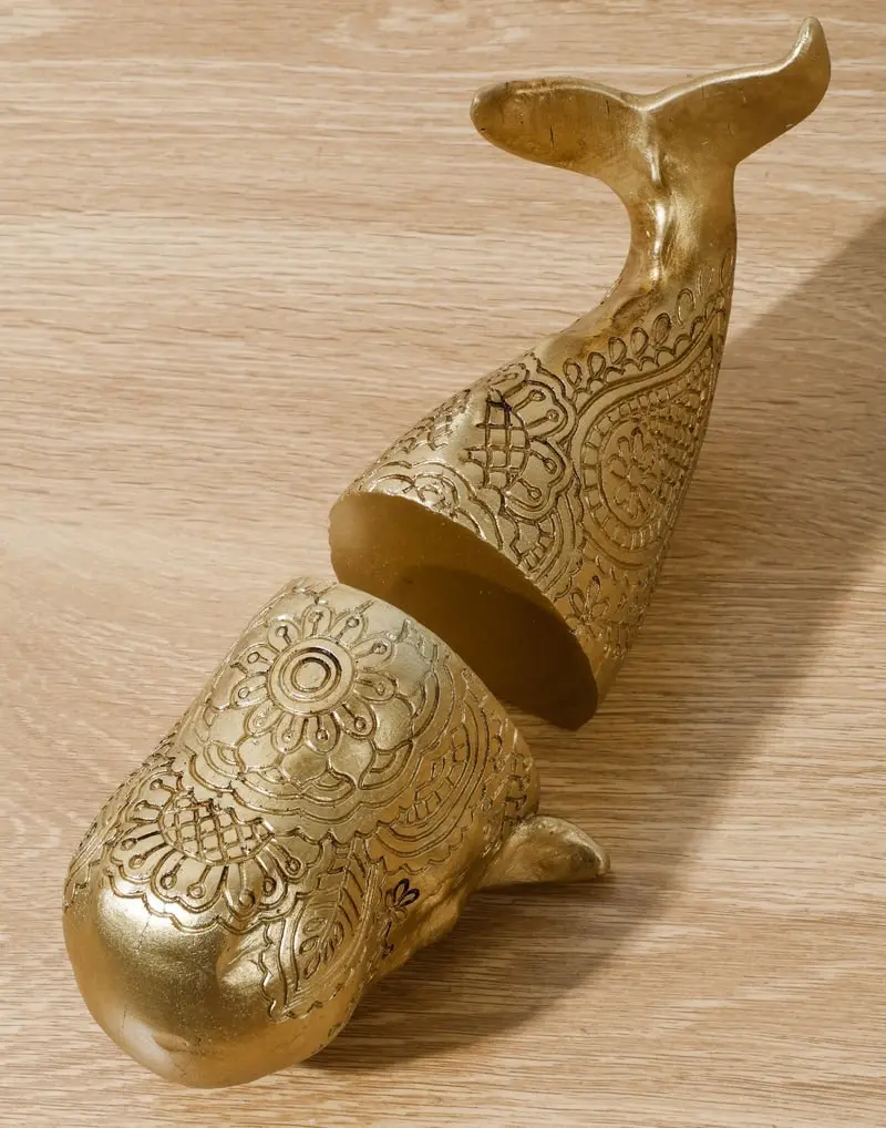 Gold Whale Bookends Decor 25 x 12 x 11.5cm