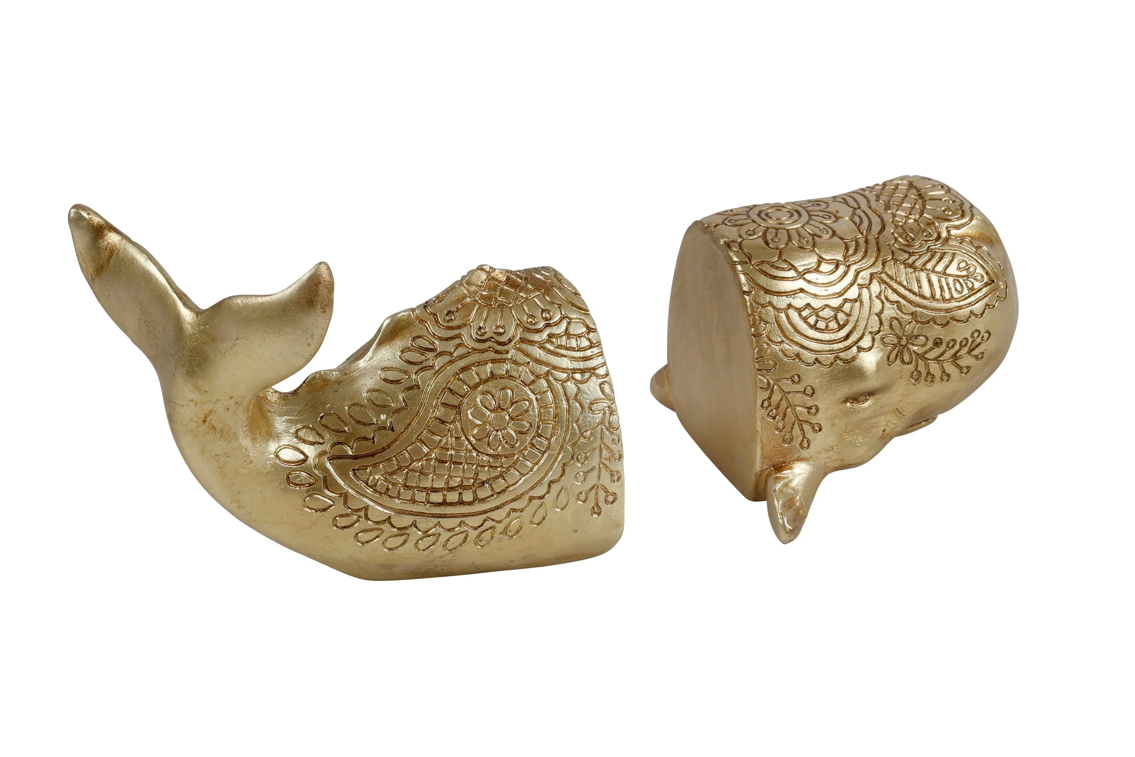 Gold Whale Bookends Decor 25 x 12 x 11.5cm