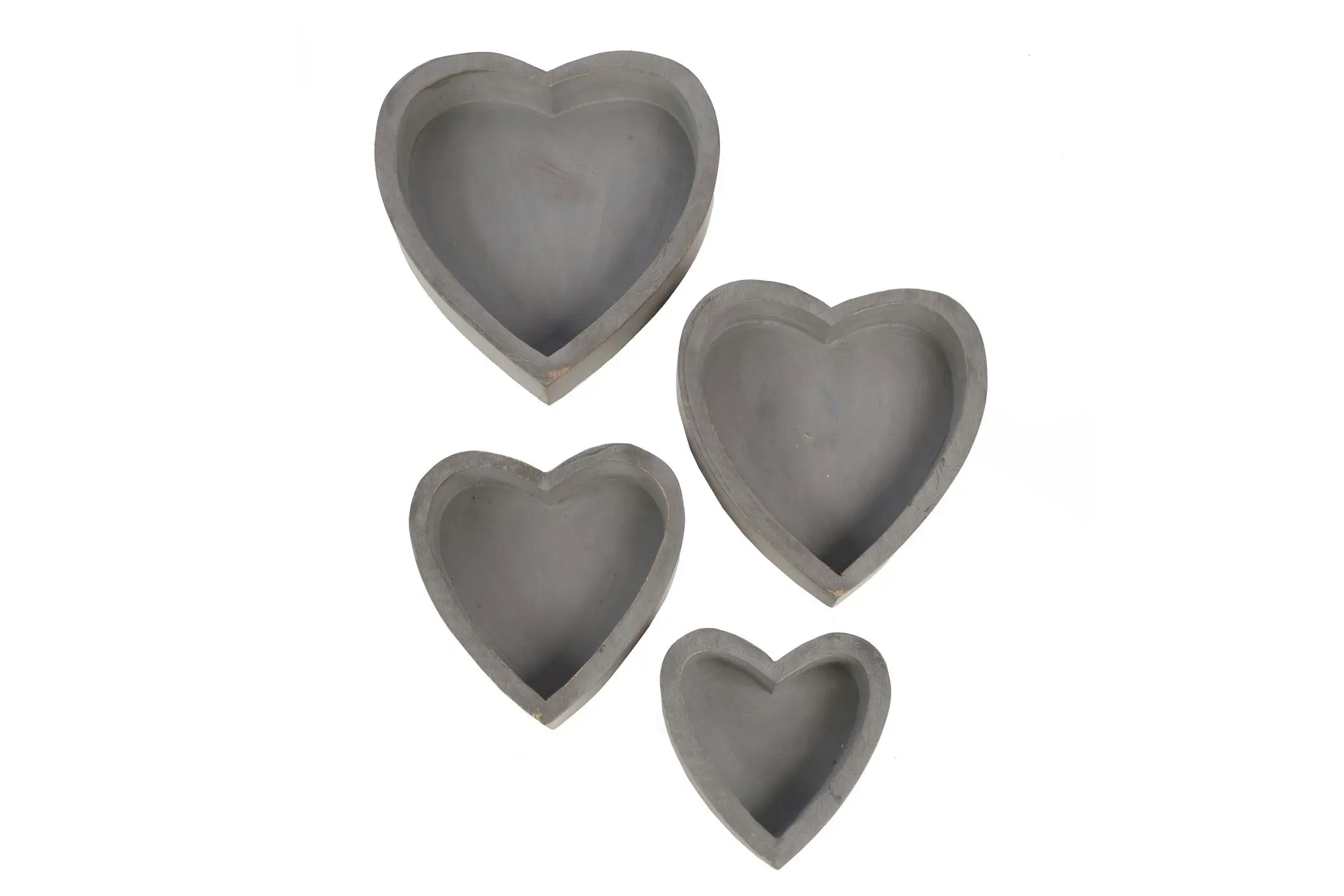 Harmony Mango Wood Set Of 4 Heart Box Grey