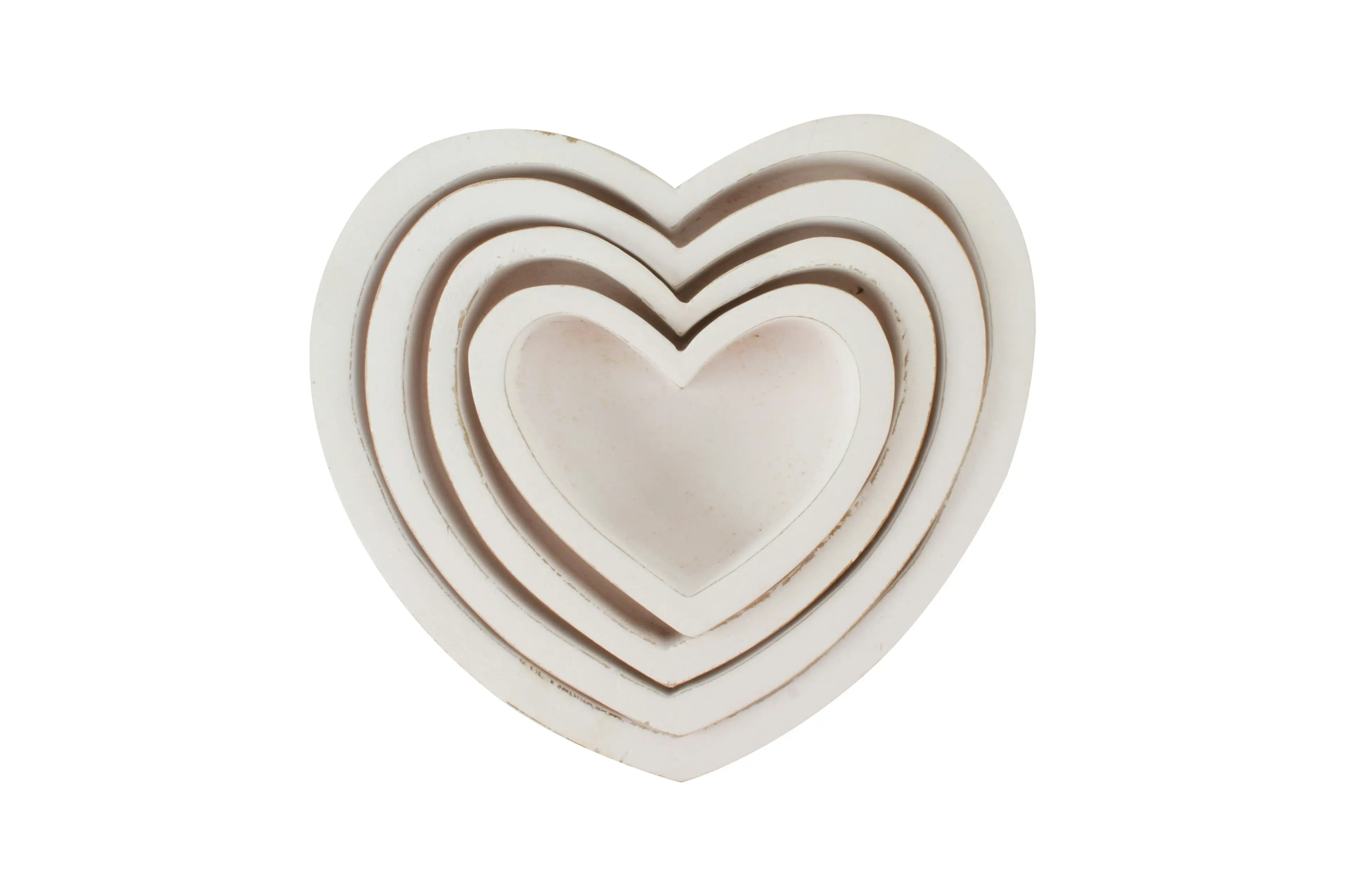 Harmony Mango Wood Set Of 4 Heart Box White