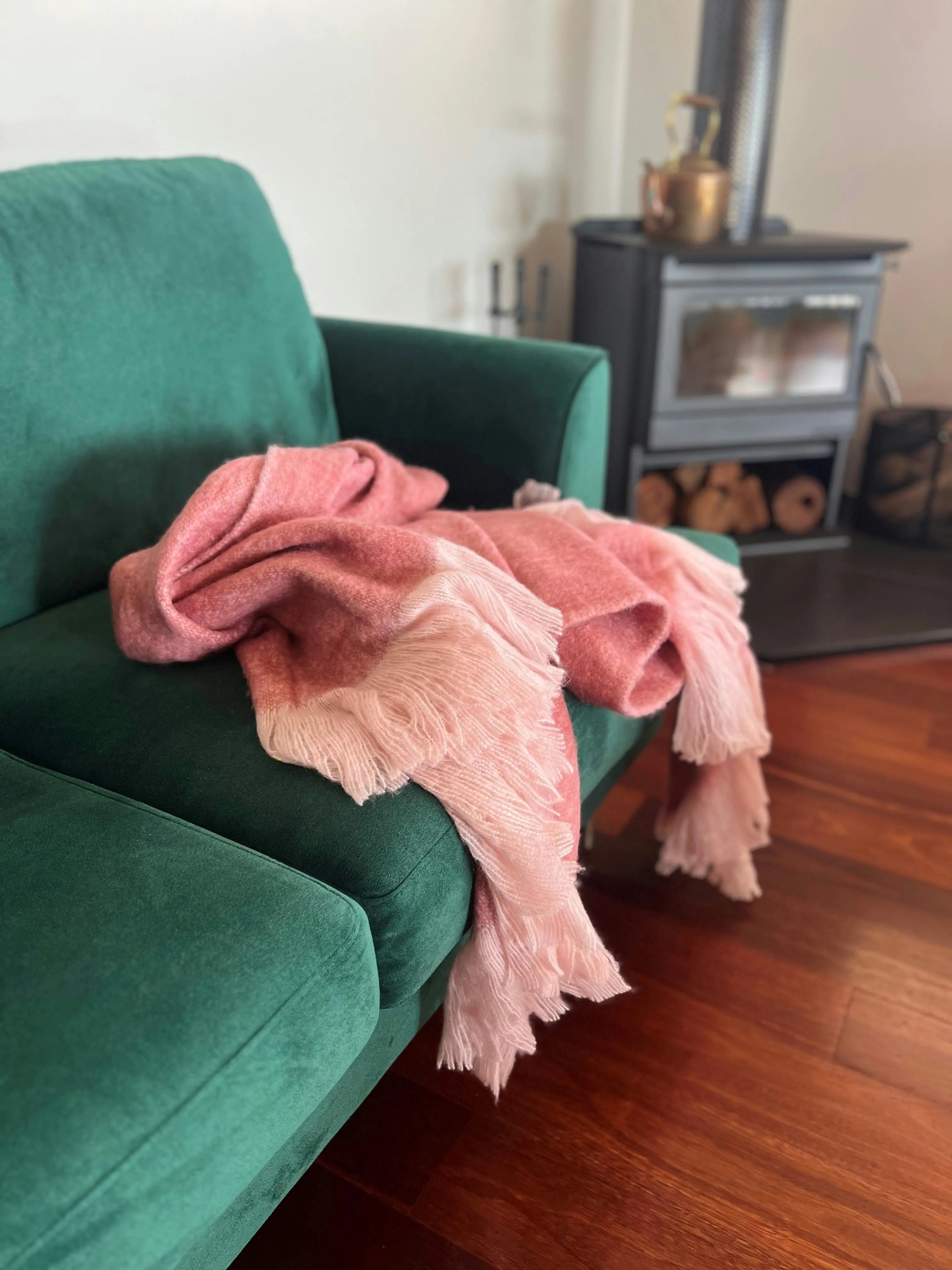 Baily Faux Mohair Throw With Fringing