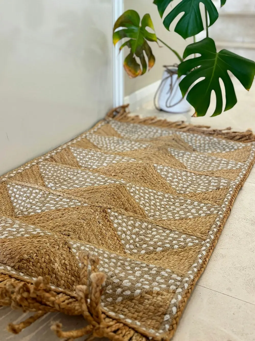 Laaj Jute Cotton Braided Rug 90 x 60cm