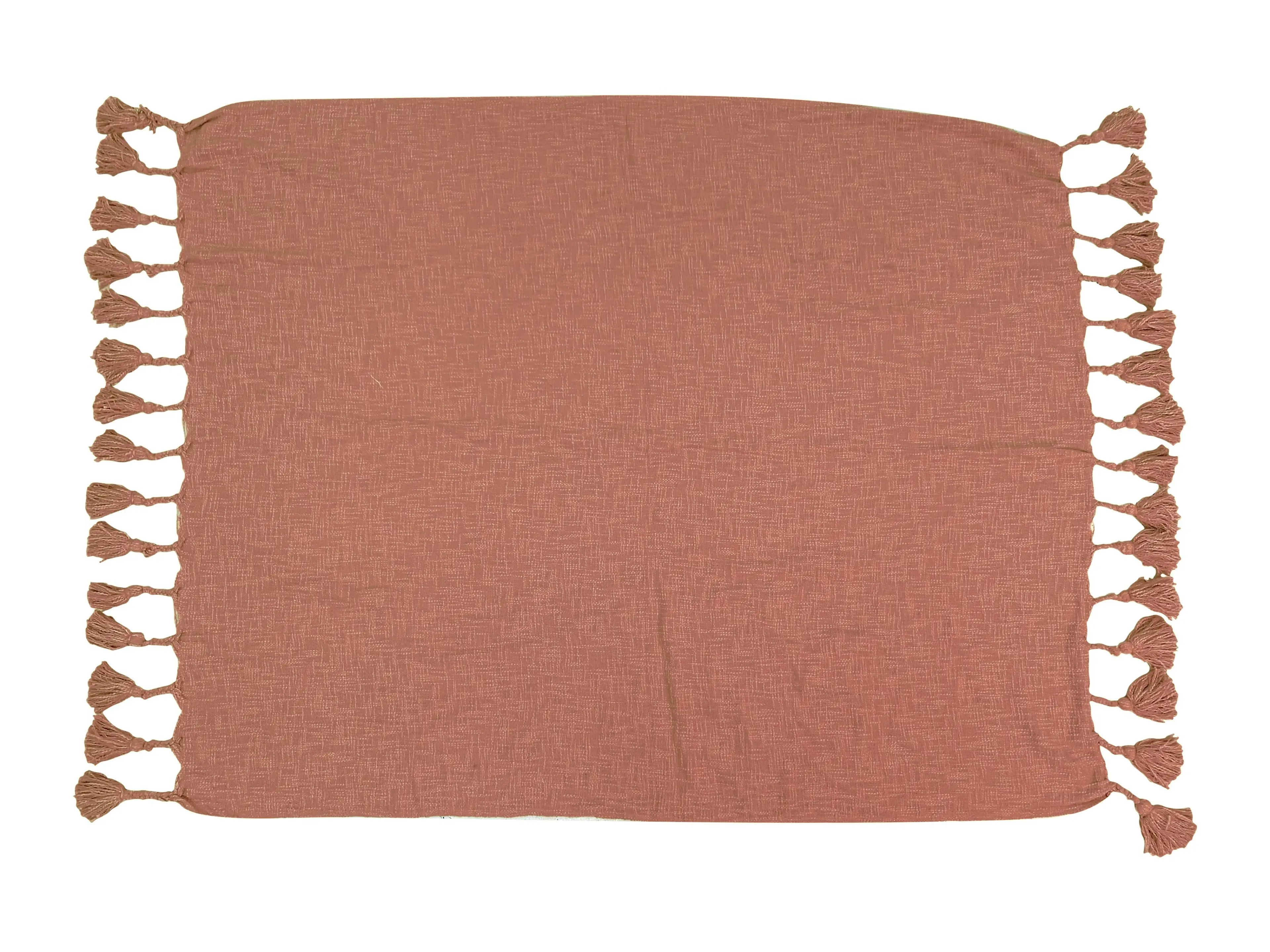 Neo Cotton Throw With Giant Tassels Goldn Brown