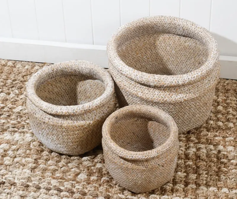 Leia Set Of 3 Round Basket With Lip