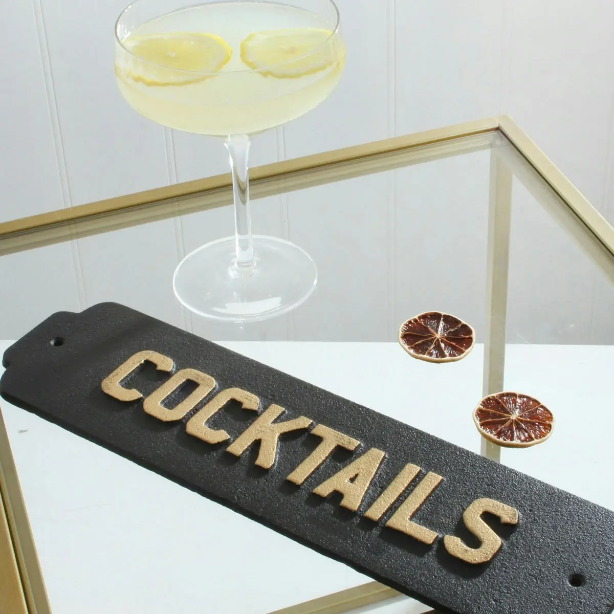 Walta Cast Iron Cocktails Plaque 35 x 9cm