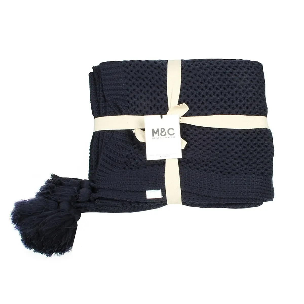 Barnes Chunky Knit Throw With Tassels Black