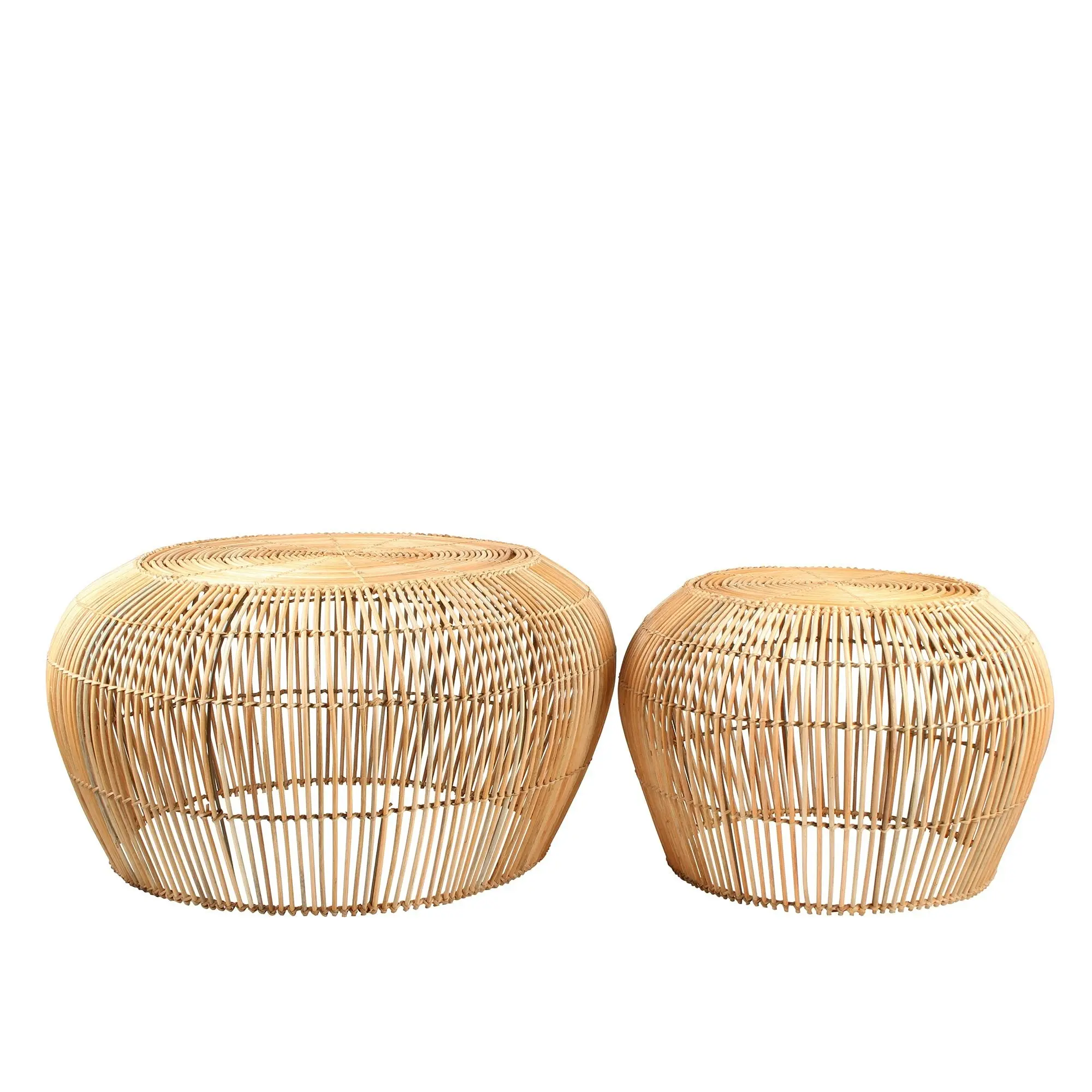 Set Of 2, Large Rattan Tables Or Planter Pots