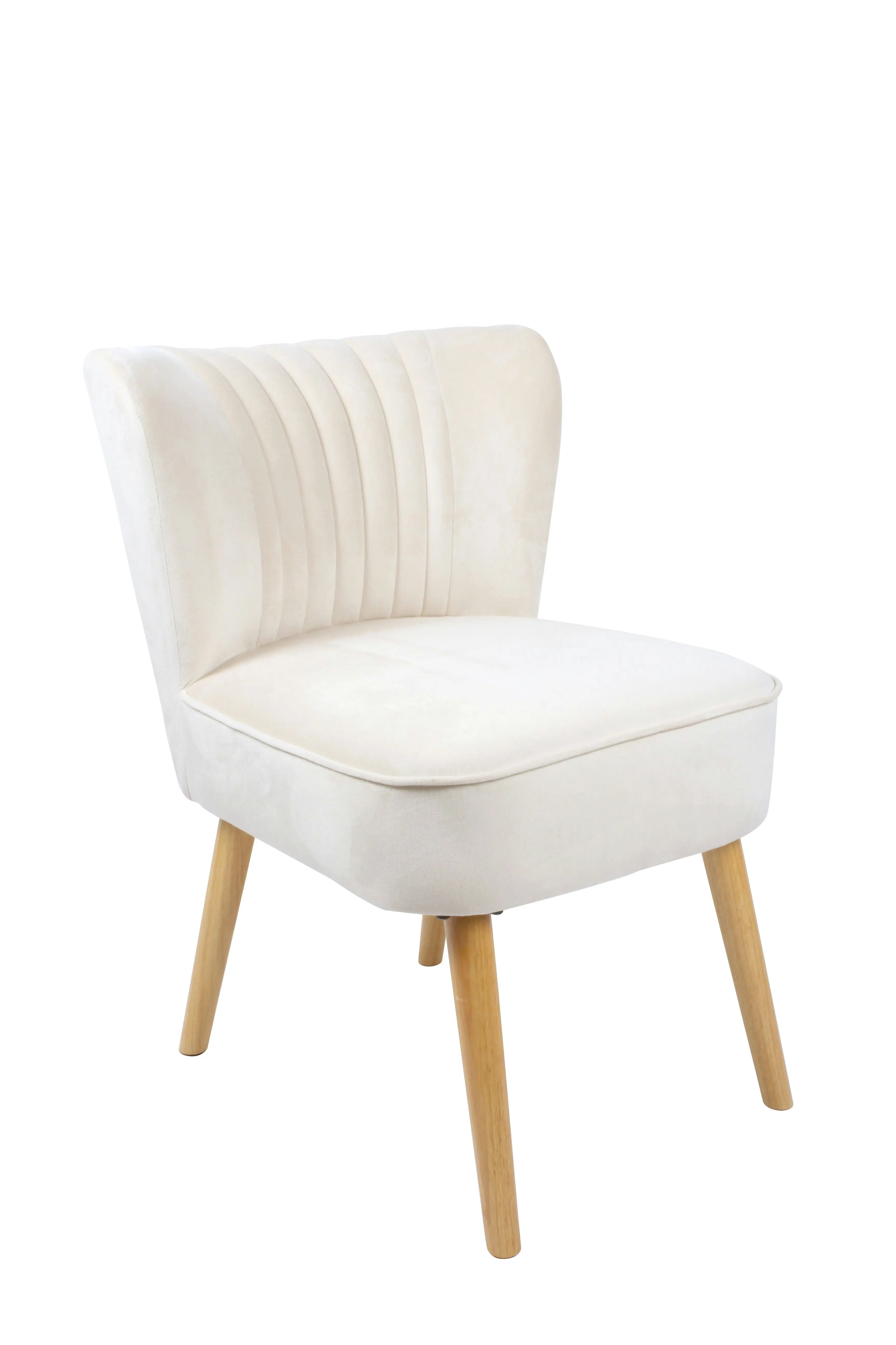 Cream Velvet and Wood Accent Chair