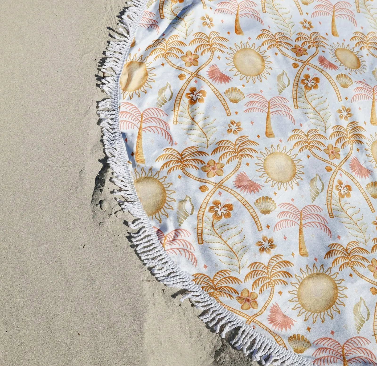 Round Beach Towel - Moroccan Palm