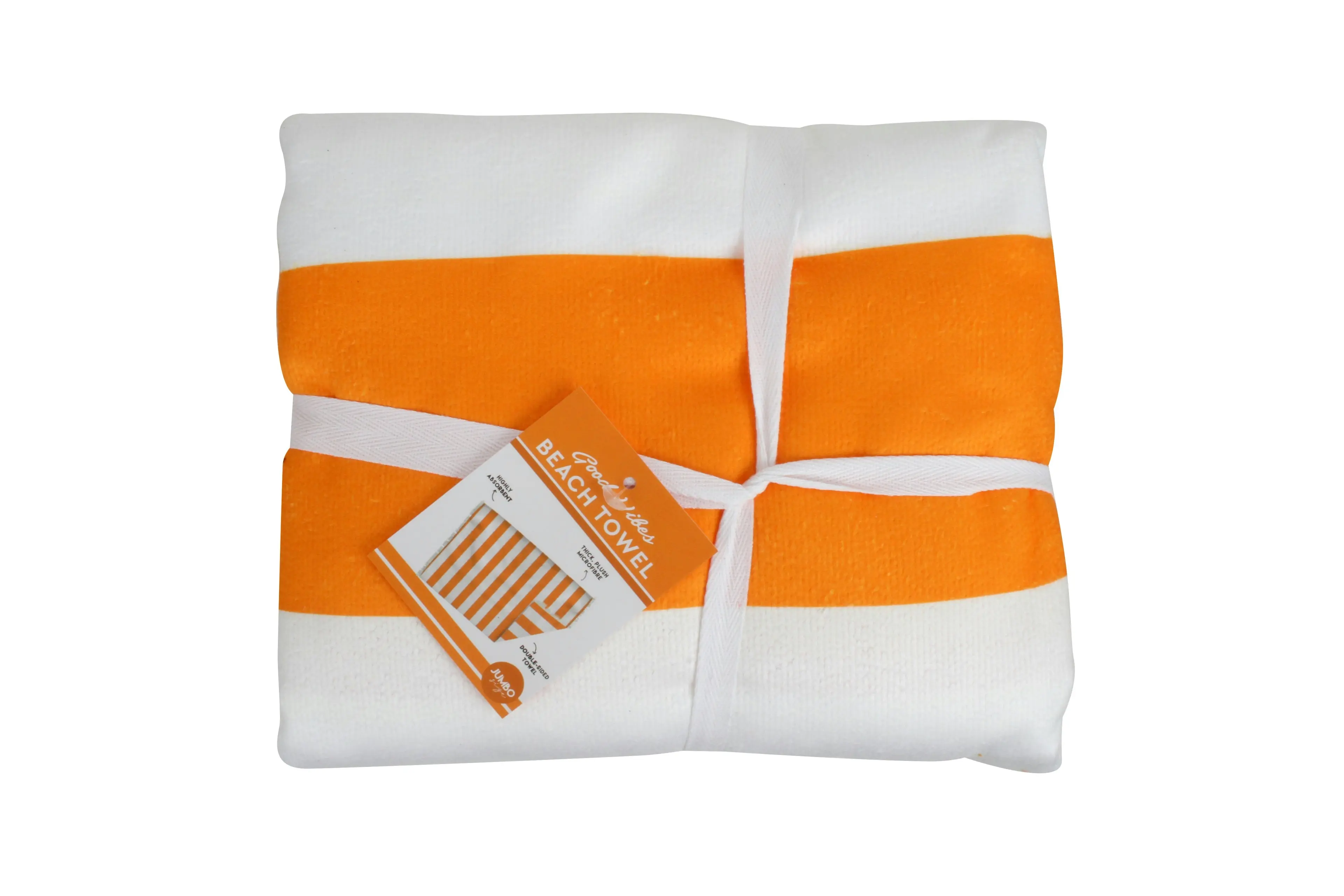 Jumbo Beach Towel - Hamptons Mango & White Stripe