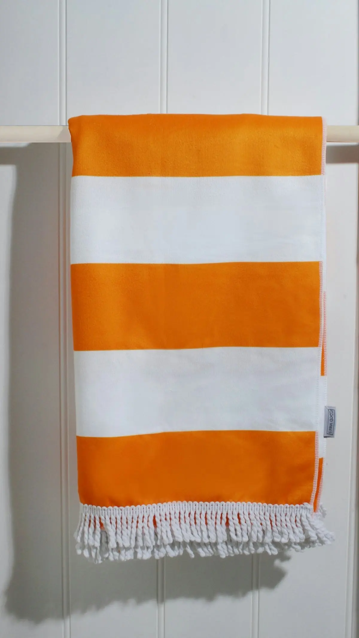 Jumbo Beach Towel - Hamptons Mango & White Stripe