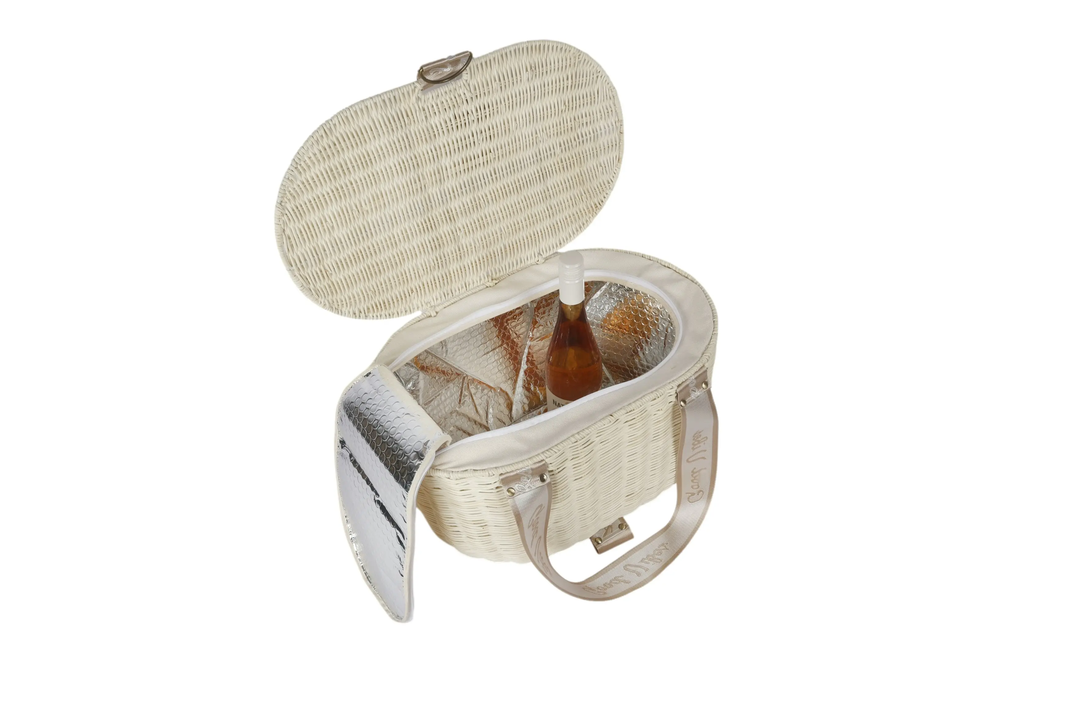 Insulated Oblong Rattan Picnic Basket